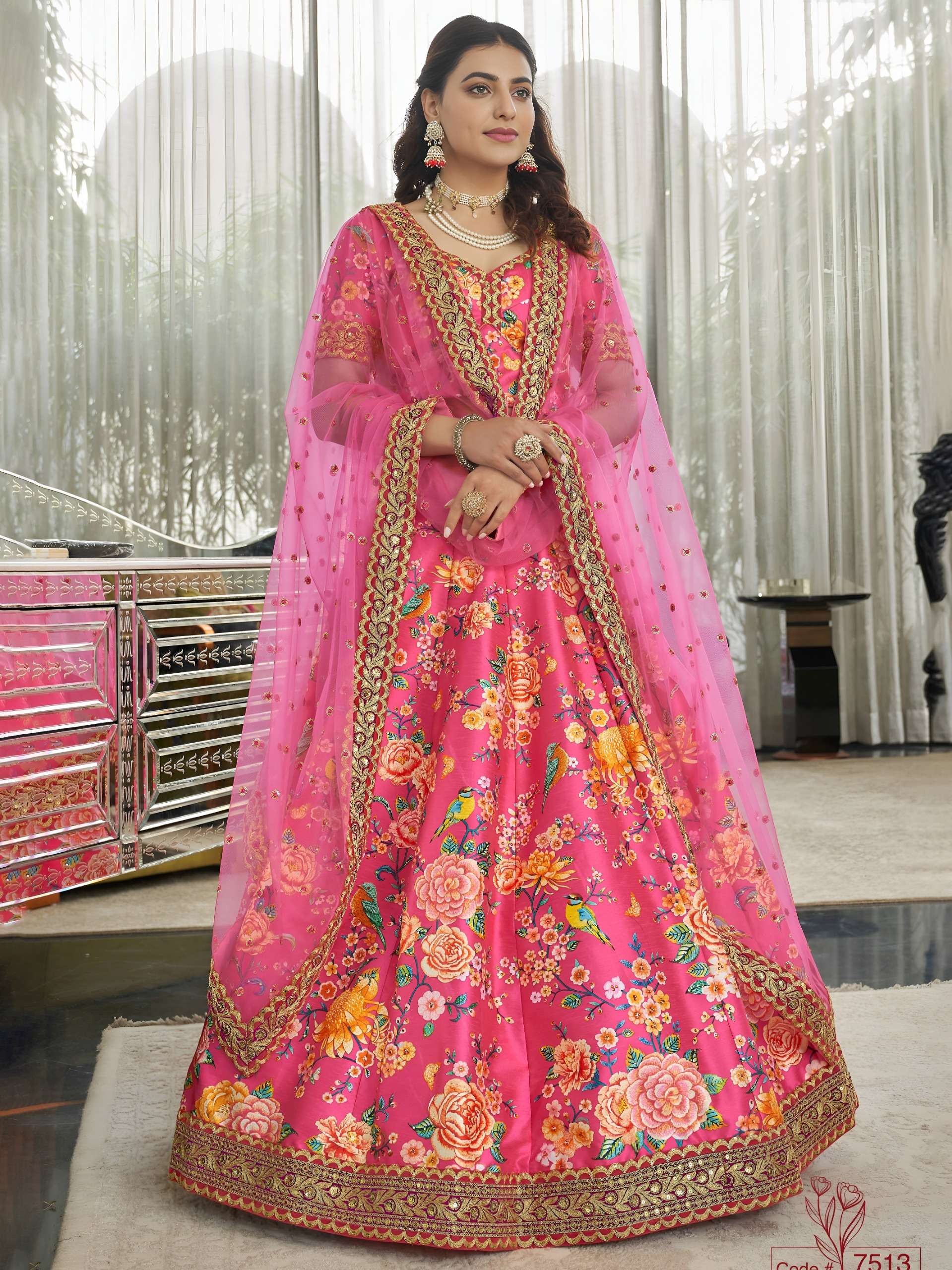  Soft And Pure Art Silk Fancy fabric lehenga choli wholesale in surat  7513