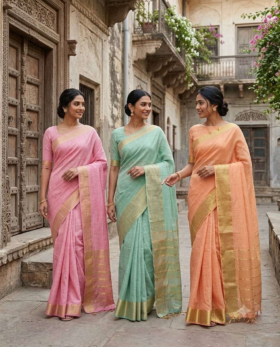 Soft And Pure Chanderi cotton Fabric saree Reseller in surat