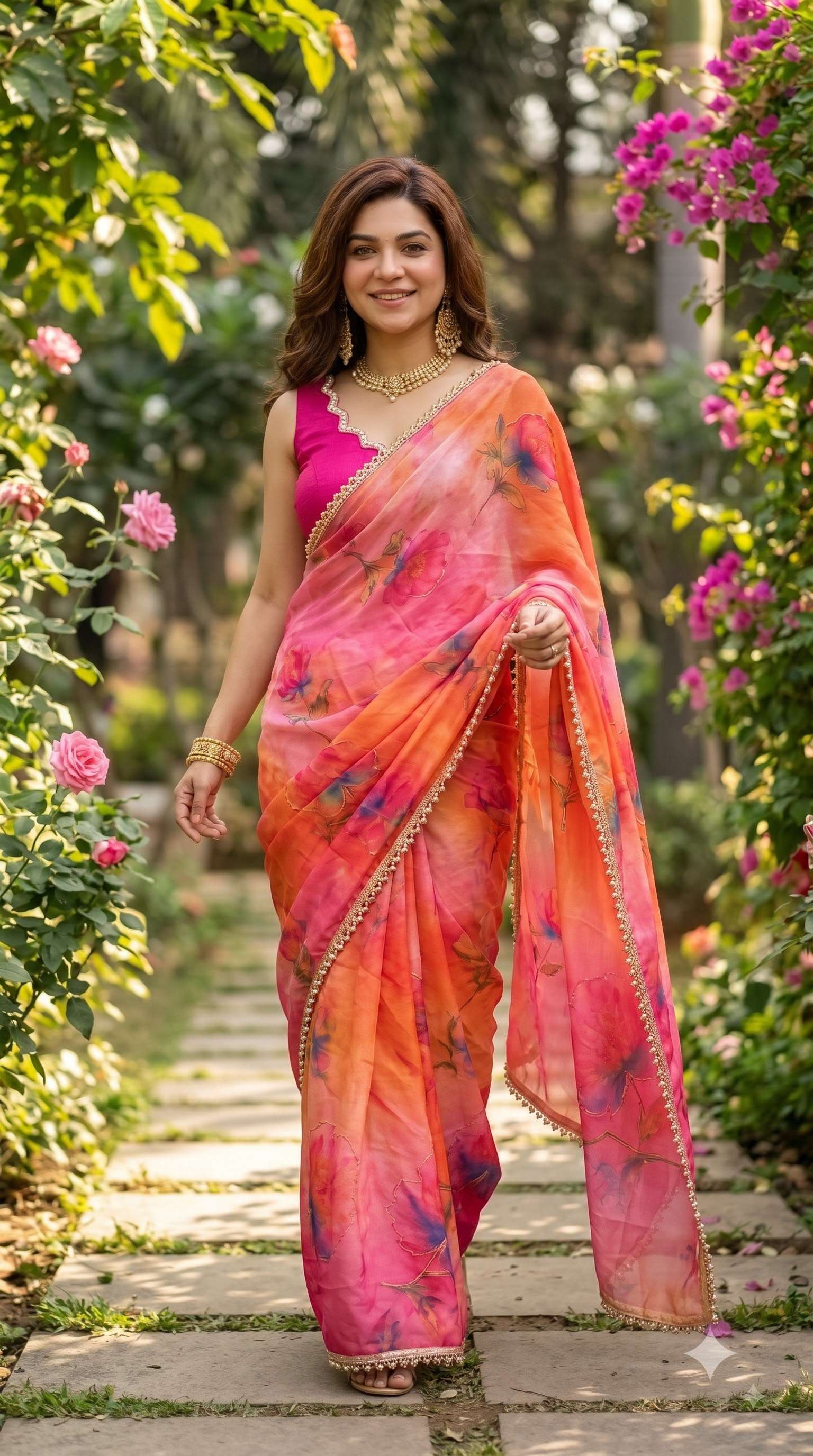 Soft and pure Georgette fabric with flower print on sarees wholesale in surat VK4542