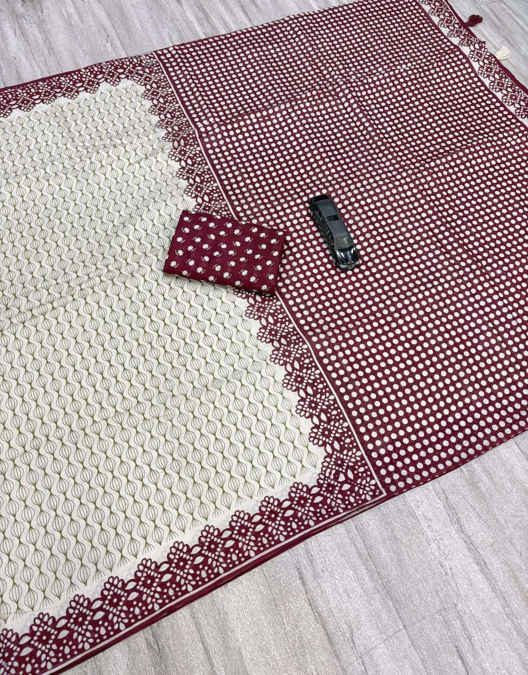 Soft and pure Mal Chanderi Cotton fabric with Handicraft Ajrakh Print Saree on saree wholesale in surat