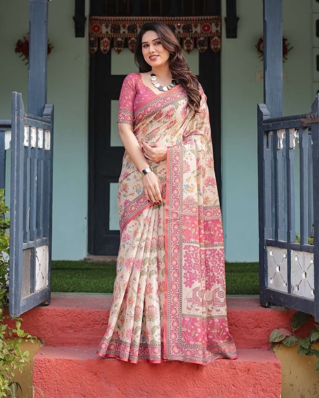 SOFT LINEN TISSUE SILK FABRIC SAREE RESELLER IN SURAT TWT1096