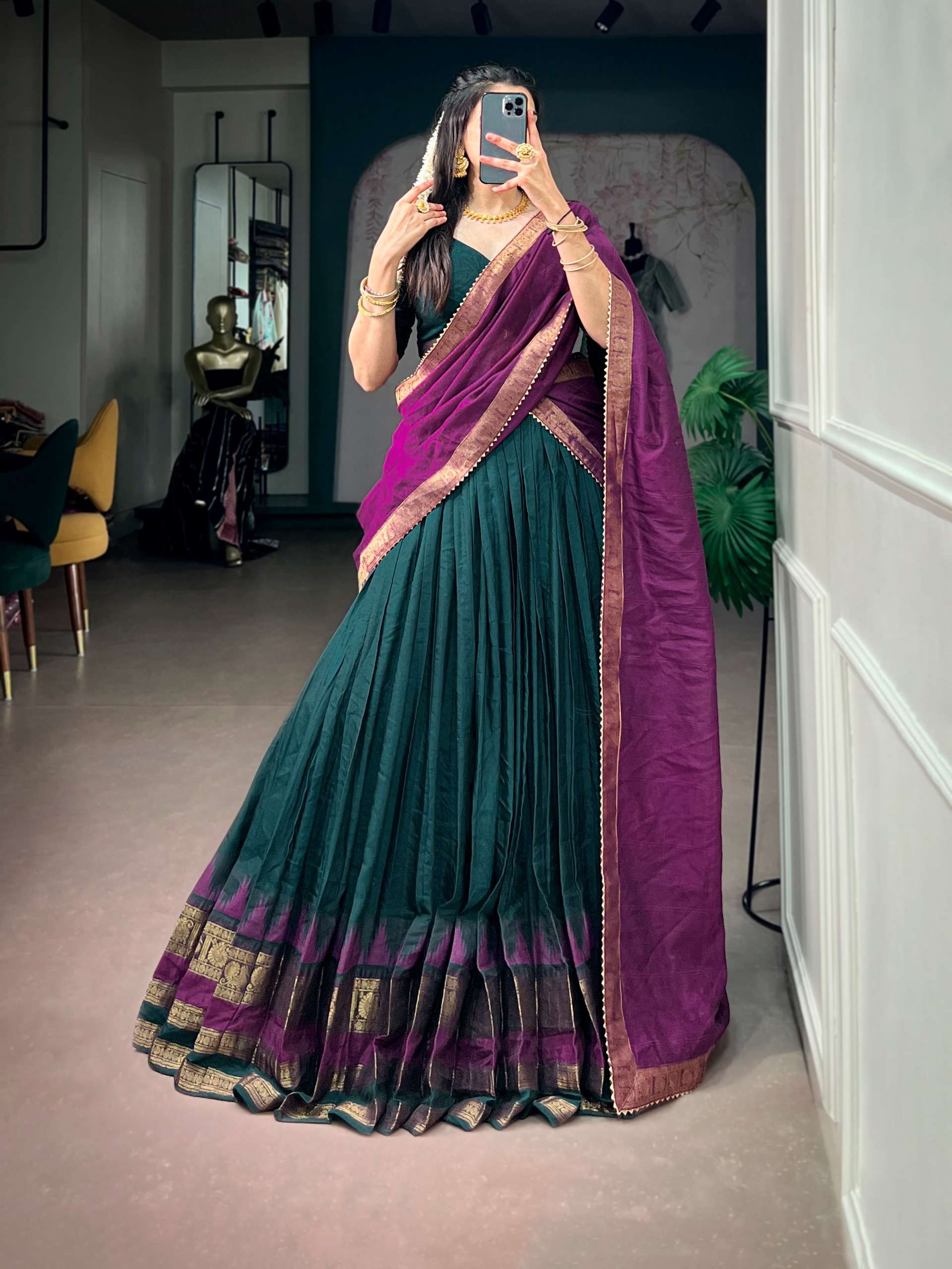  South Indian style lehenga choli made of Poly fabric wholesale in surat 1910