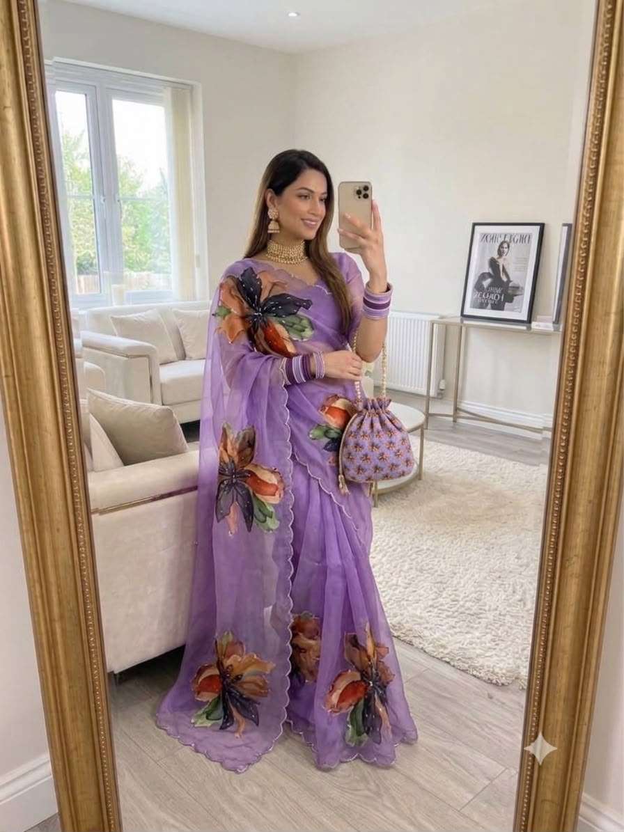 Space silk Fabric with Beautiful Flower Digital Print On Saree reseller in surat Mp 837