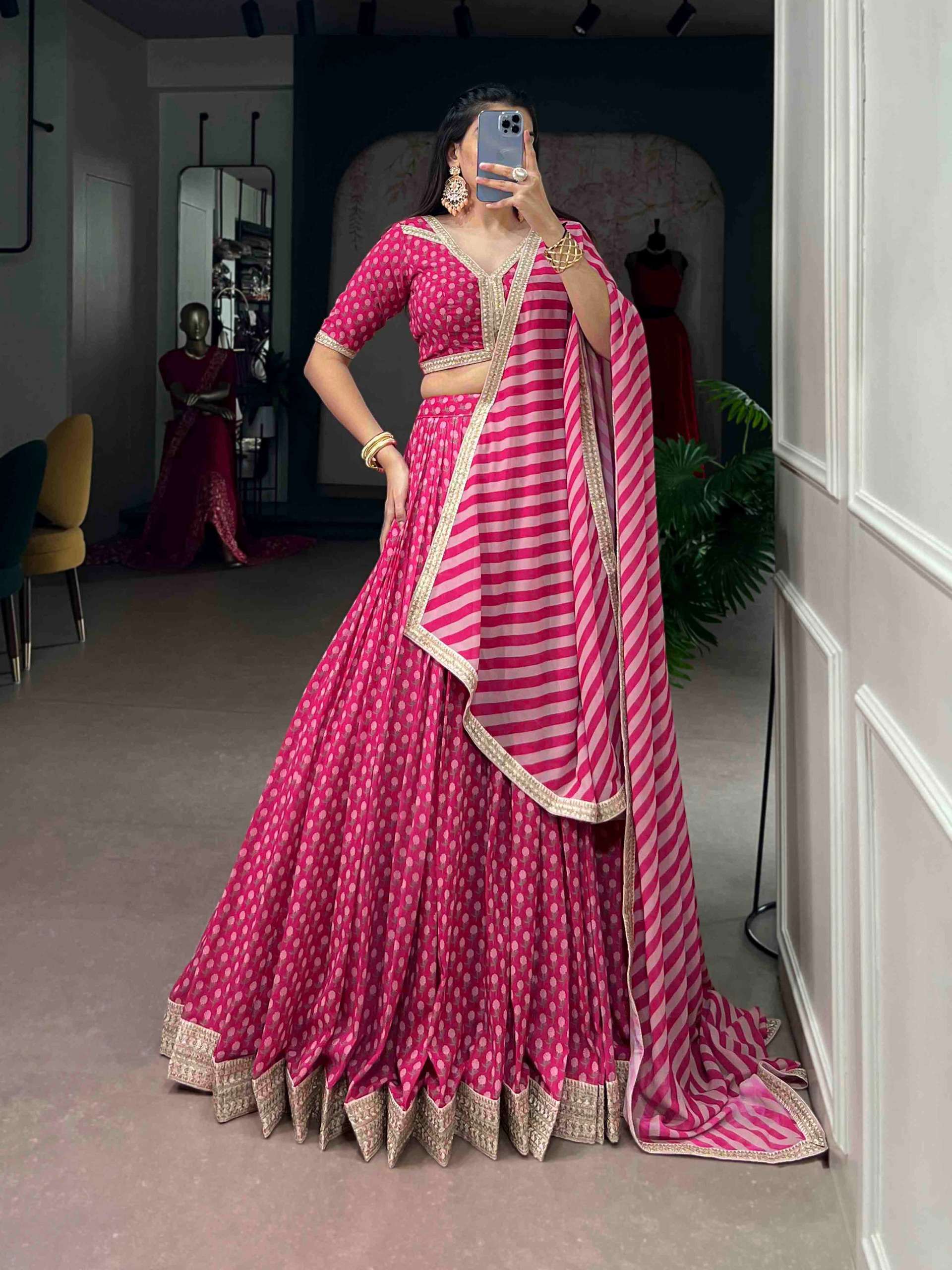 Step into Diwali celebrations Festival wear Georgette fabric lehenga choli reseller in surat 1024