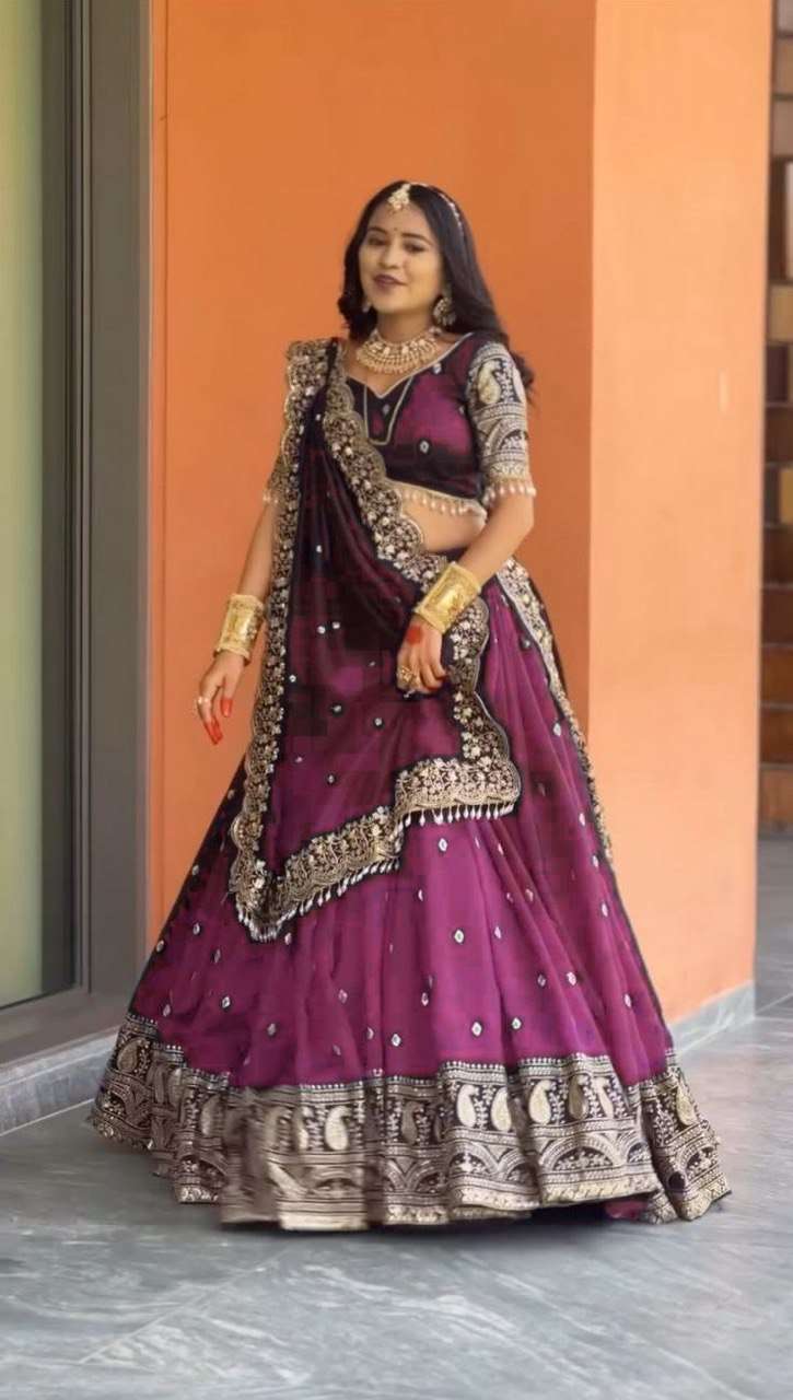 Super soft vichitra silk fancy fabric Lehengha choli supplier in surat rachi