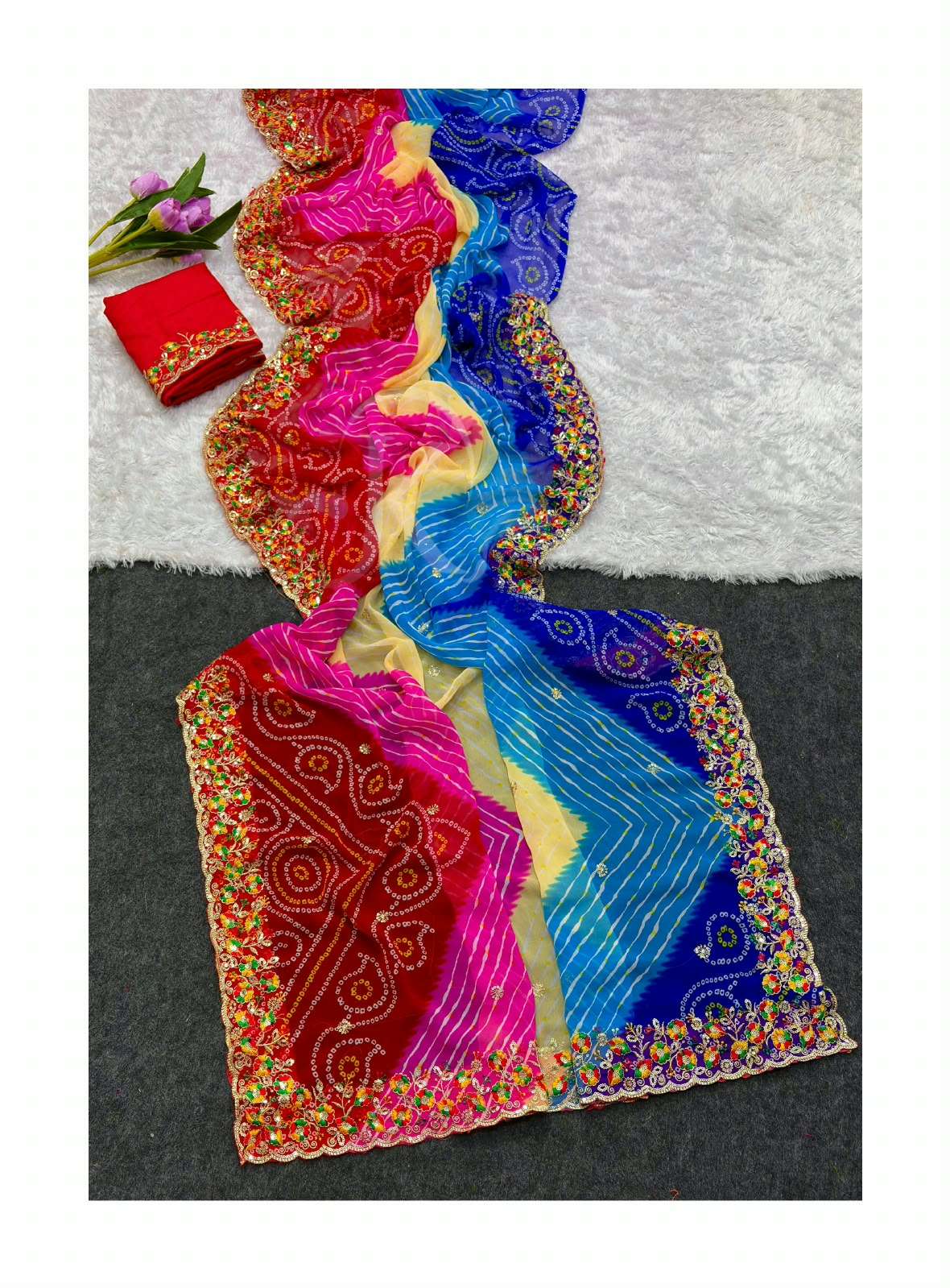 SUPERHIT MOST BEAUTIFUL LEHRIYA GORGTTATE FABRIC SAREE RESELLER IN SURAT 430