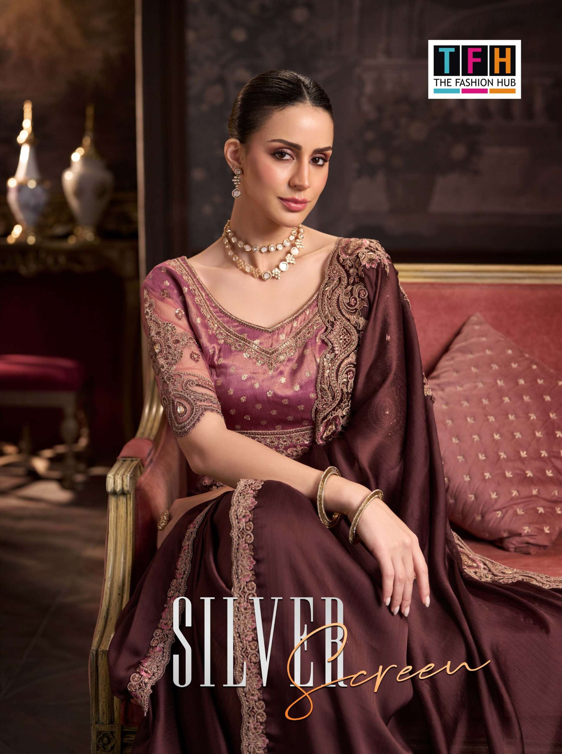  Tfh Silver Screen 24 Fancy fabric saree wholesale in surat
