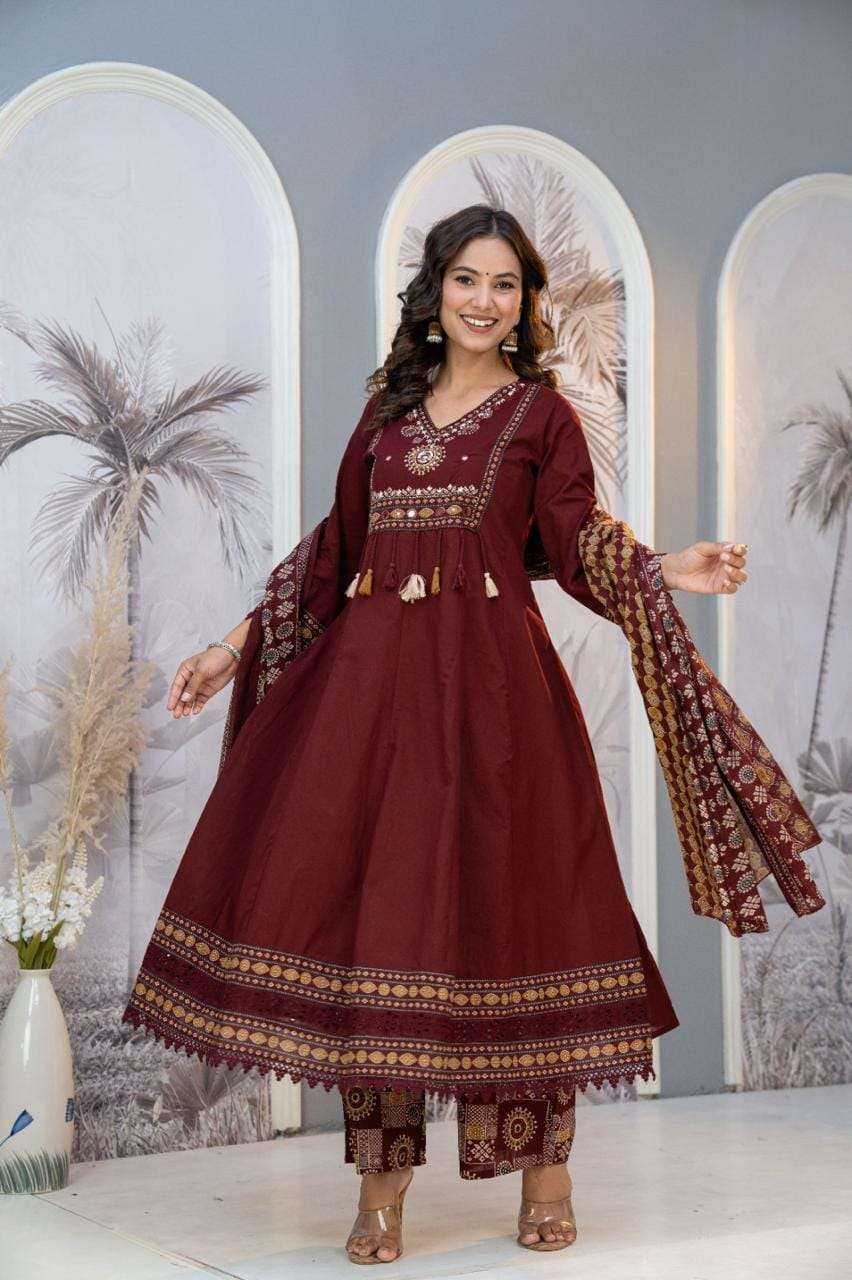THE MOST VIRAL COTTON 3PCS ANARKALI SUIT DIWALI PARTY WEAR CELEBRATION WOMEN DEALER