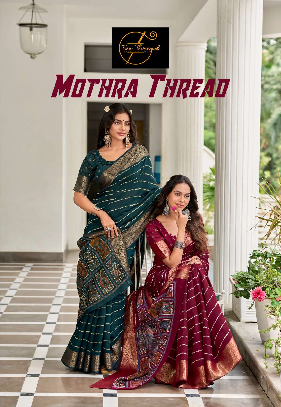 The Thread Mothra Thread Soft Viscose leheriya fabric saree reseller in surat