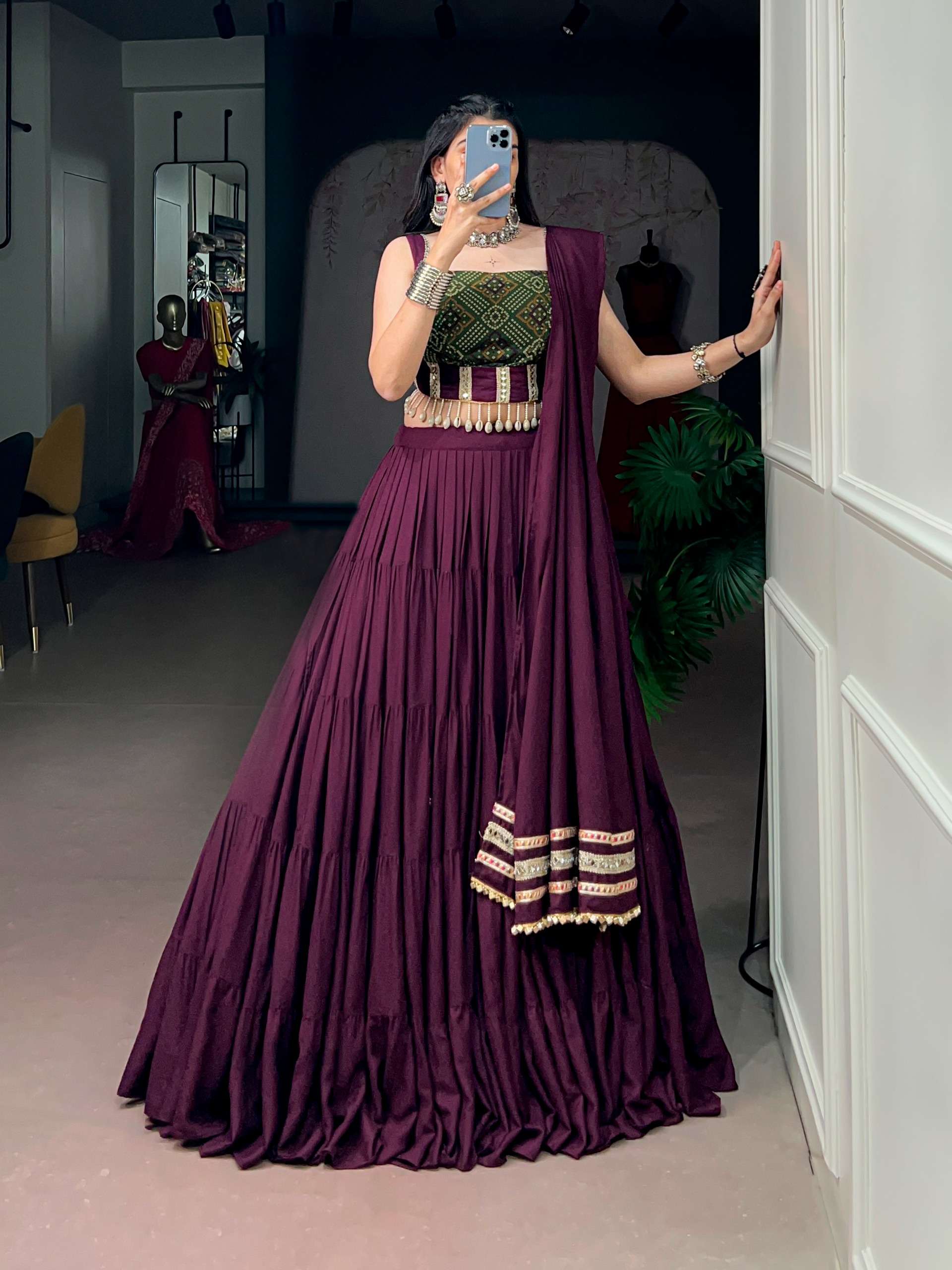 This Navratri Collection Rayon Fabric lehenga choli wholesale in surat 1794