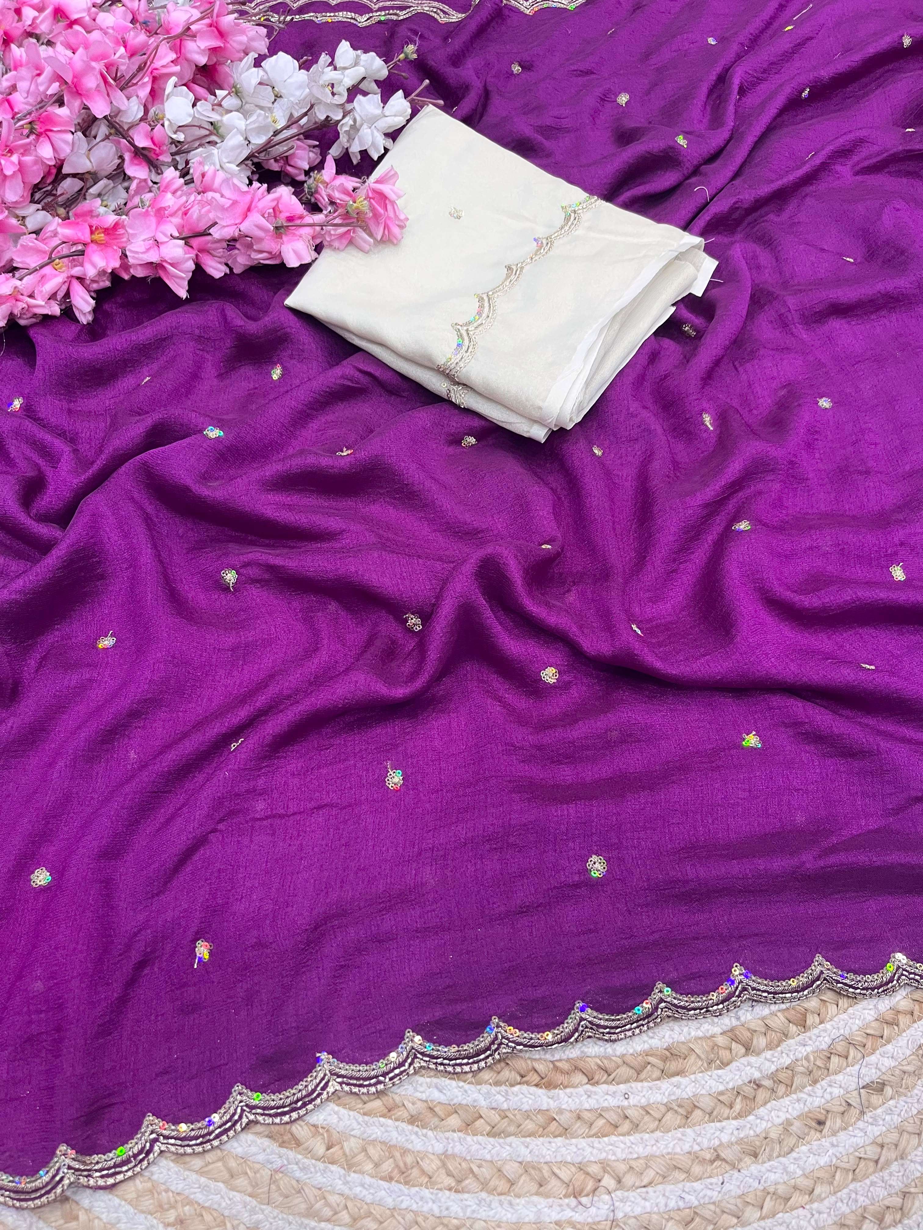 Trending soft Vichitra silk crush Fabric saree wholesale in surat MP  828 