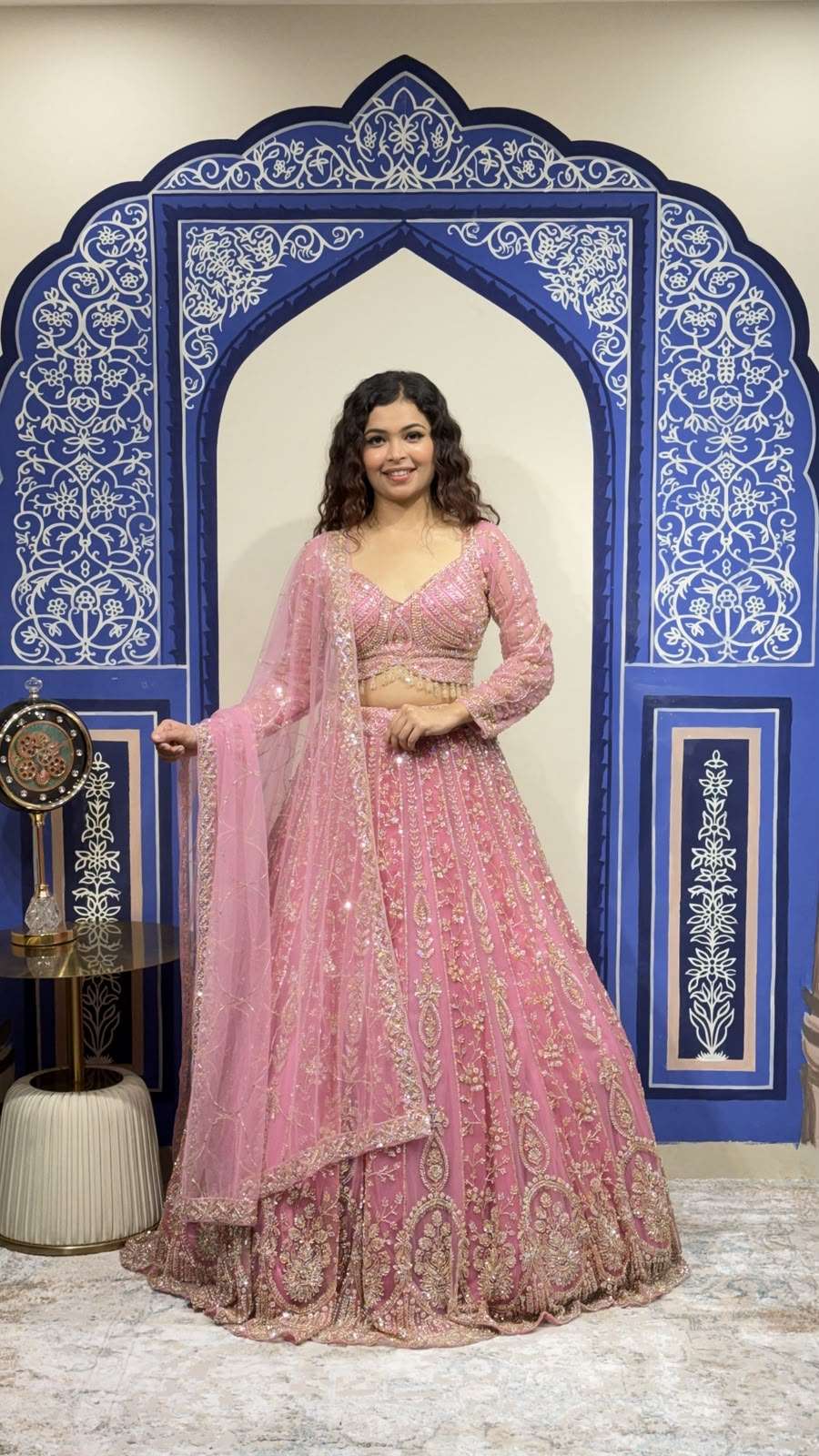 TWO COLOUR BRIDAL WEAR HEAVY FUAX GEORGEET FABRIC LEHENGA CHOLI WHOLESALE IN SURAT MT 1087