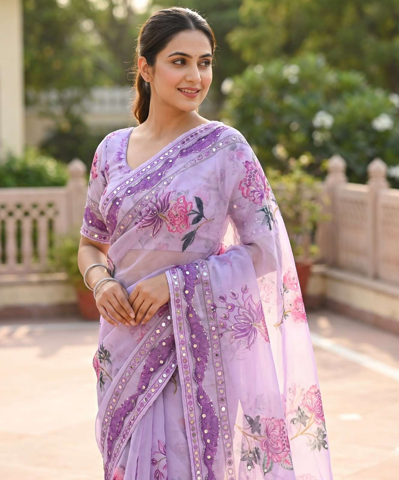 Umika Heavy Soft tabby Silk Fancy Fabric flower Print on Saree Wholesale in Surat 