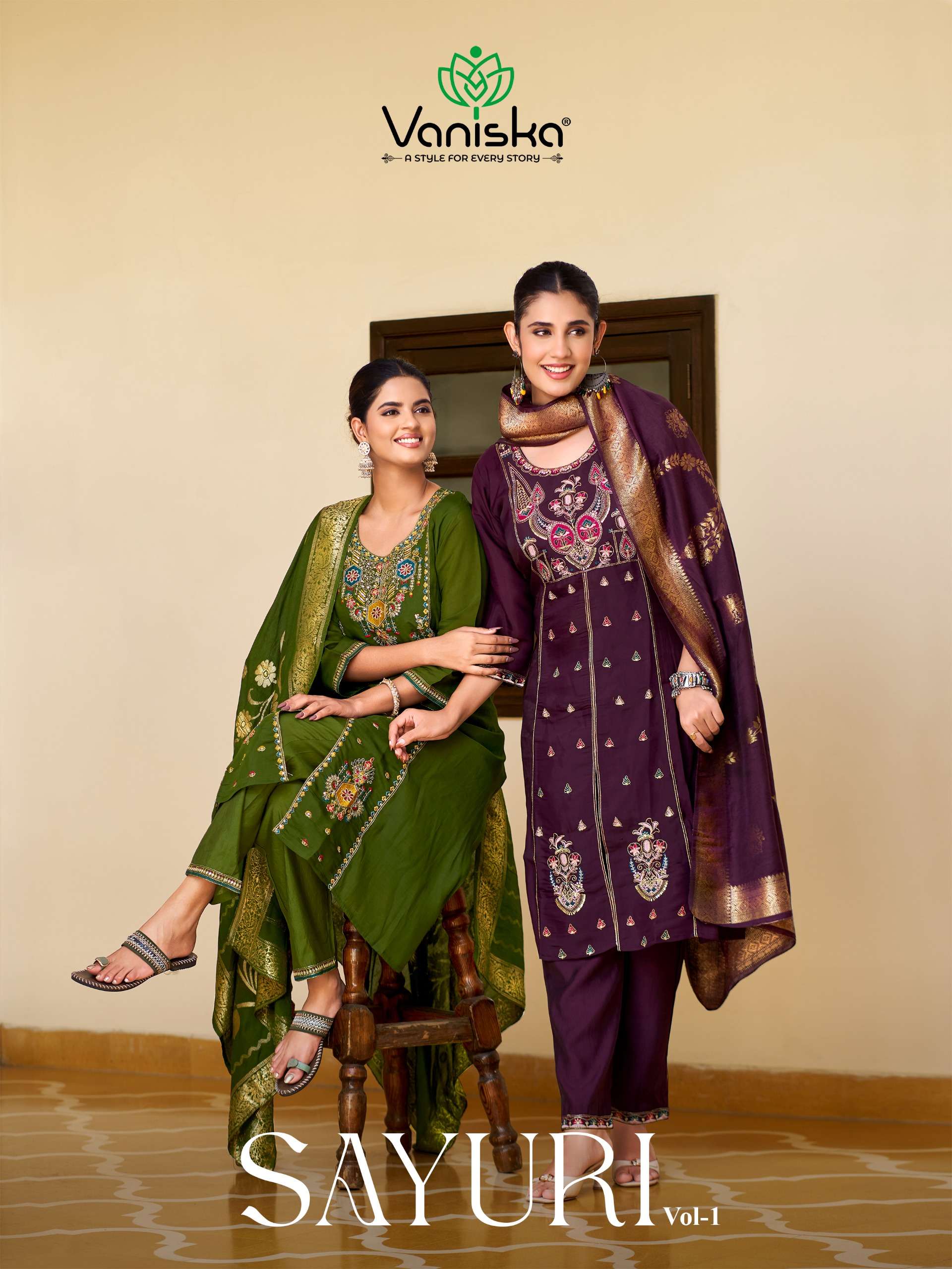 VANISKA SAYURI VOL 1 ALINE STYLE KURTI WITH PANT& DUPATTA MODERN CASUAL WEAR SEGMENT