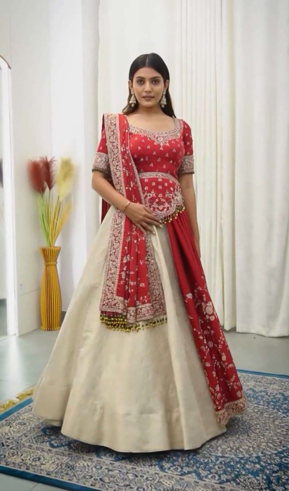Vichitra silk fancy fabric wedding wear lehenga saree reseller in surat 612