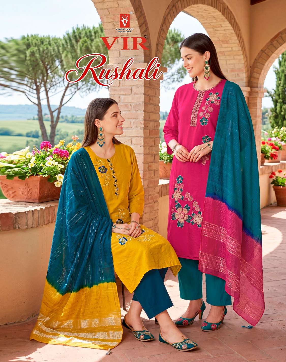 VIR RUSHALO VOL 1 SIMMER FABRICS WITH HAND WORK SALWAR KAMEEZ MODERN MOGULS CLOTHING 