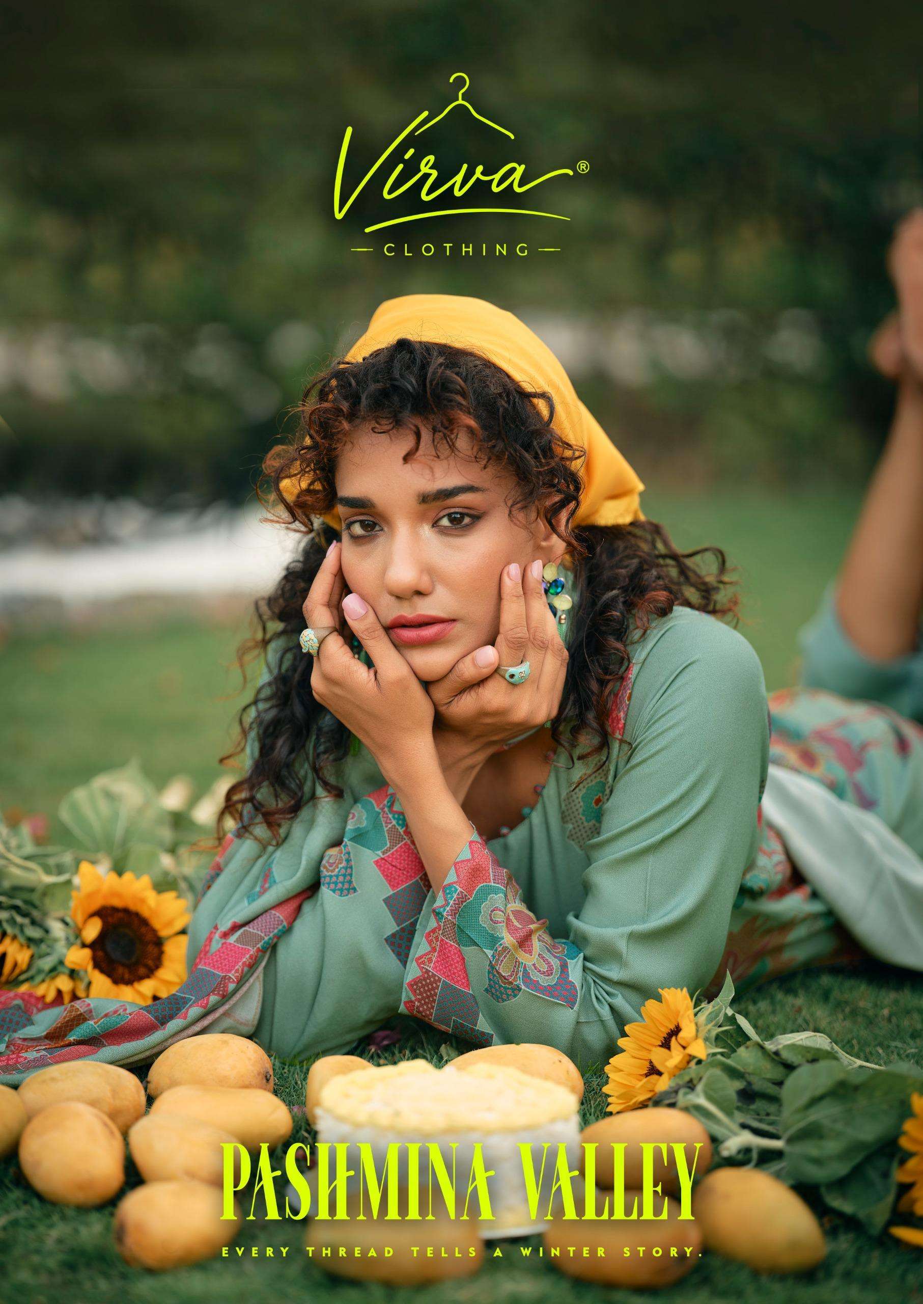VIRVA PASHMINA VALLEY PASHMINA KHATLI WORK SALWAR KAMEEZ UNS...