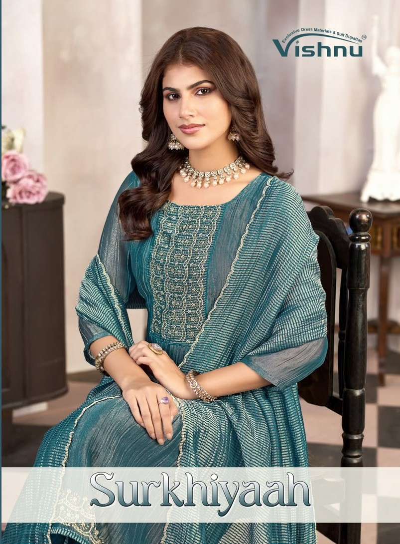 VISHNU KHIYAAH SALSA SILK NECK & BORDER SALWAR SUIT UNSTITCH DEALER