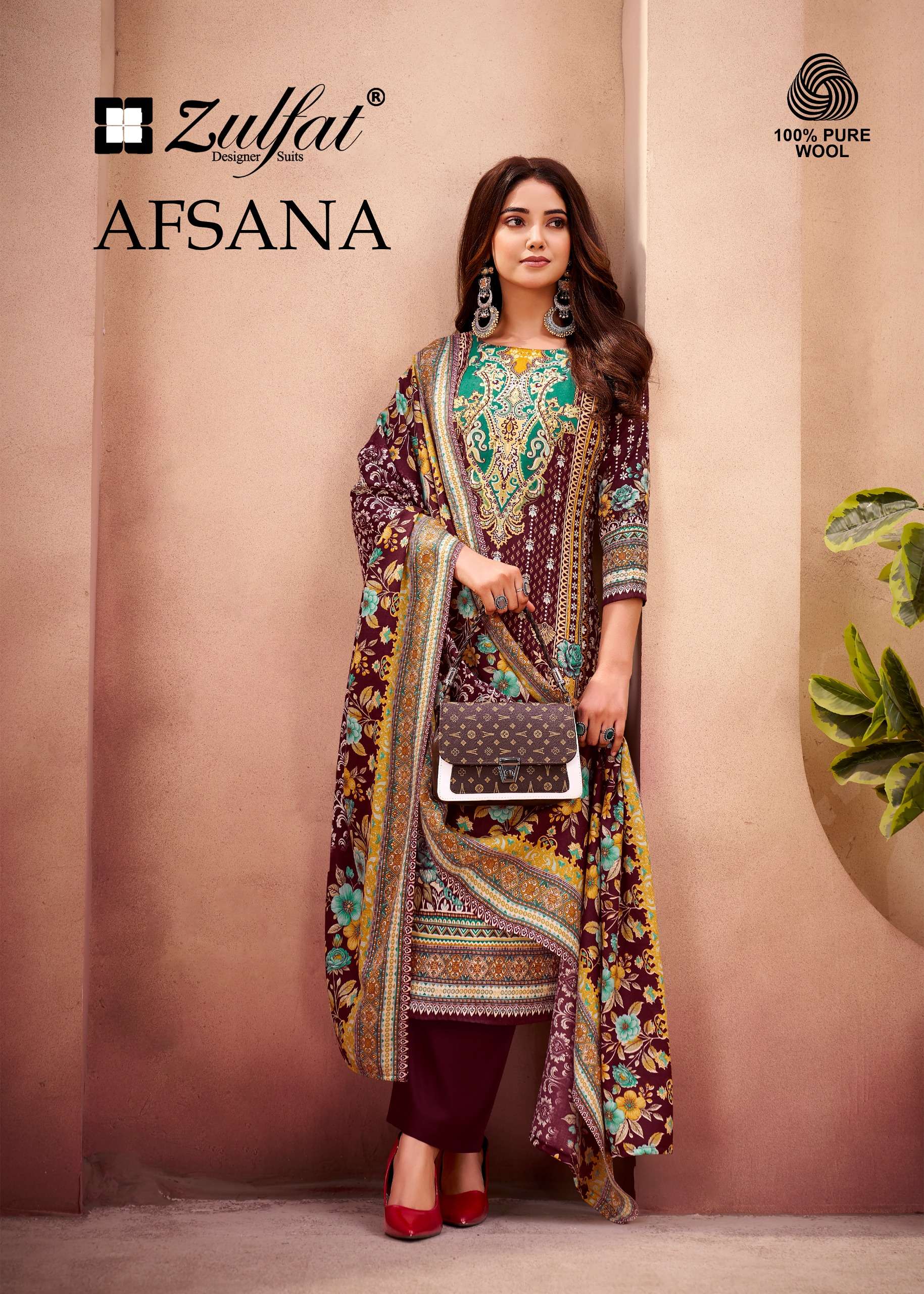 ZULFAT AFSANA WINTER PASHMINA COLLECTION PAKISTANI SUIT MATERIAL SET WHOLESALER USA