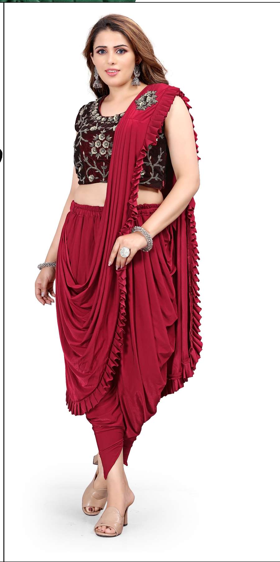 Reception Gowns | Pleated saree, Readymade saree, Ready to wear saree