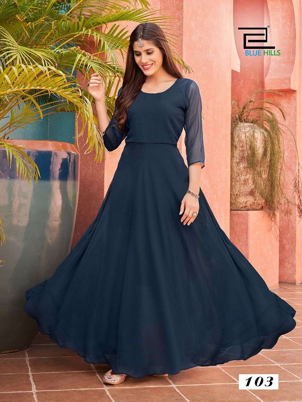 Blue hills presents poshak vol-10 Rayon beautiful designer long gown style  kurtis catalog