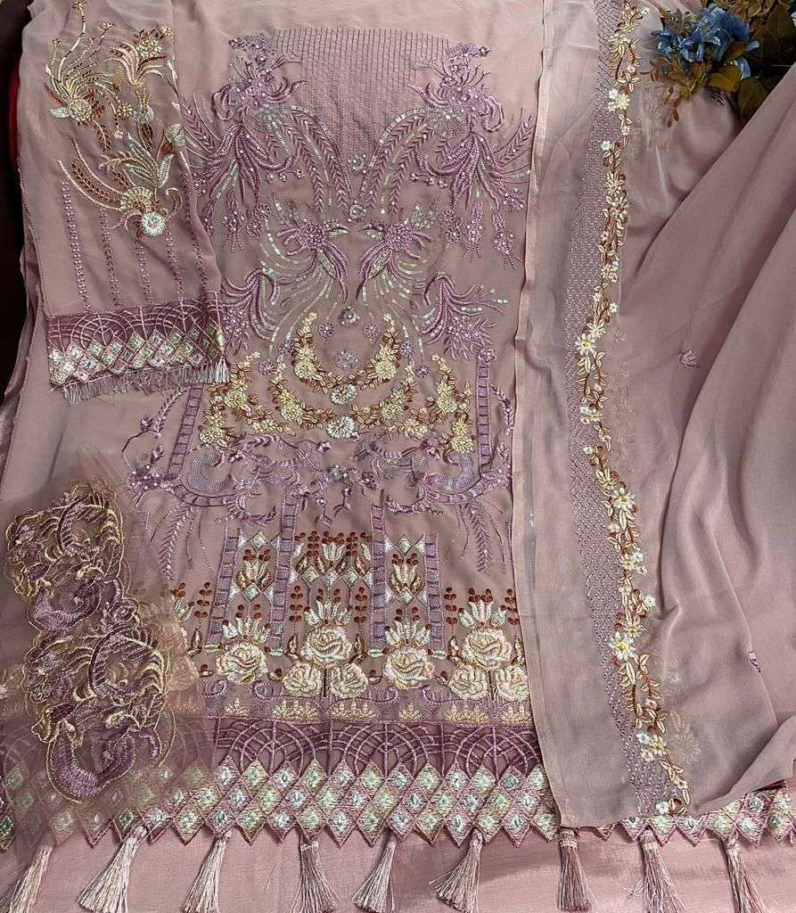 Pink georgette diamond work partywear gown – ajmera-retail