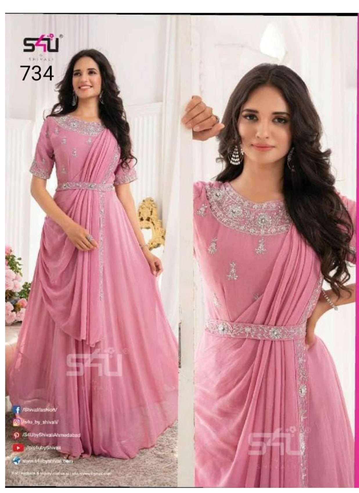 Pink Georgette Lehenga Choli Set for Haldi Ceremony - Dress me Royal