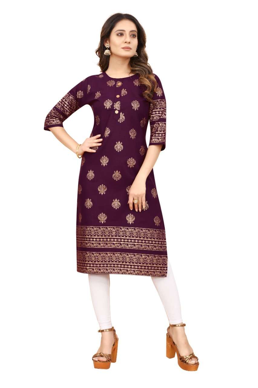 Onion Pink And Blue Mirror Embroidered Hand-Printed Pure Cotton Kurti –  ATURABI