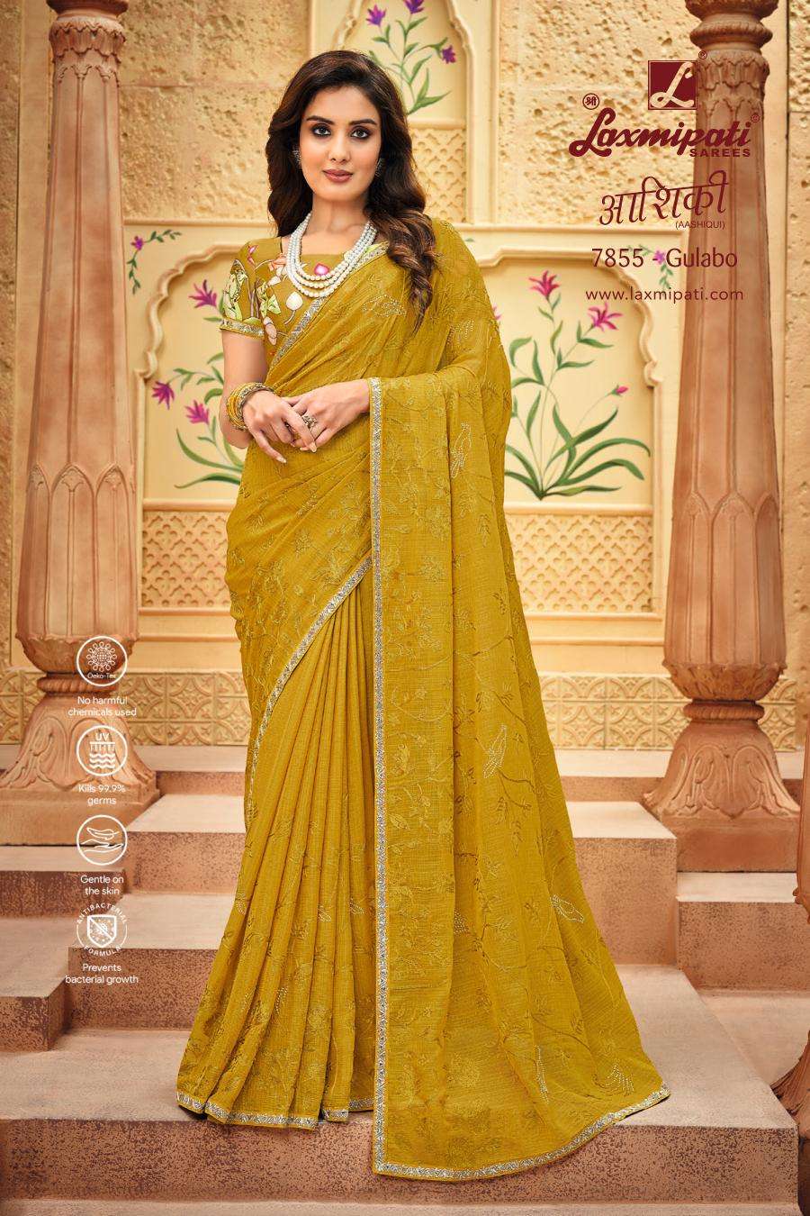 LAXMIPATI SAREES AASHIQUI LATEST CHIFFON SAREES CATALOG BY LAXMIPATI