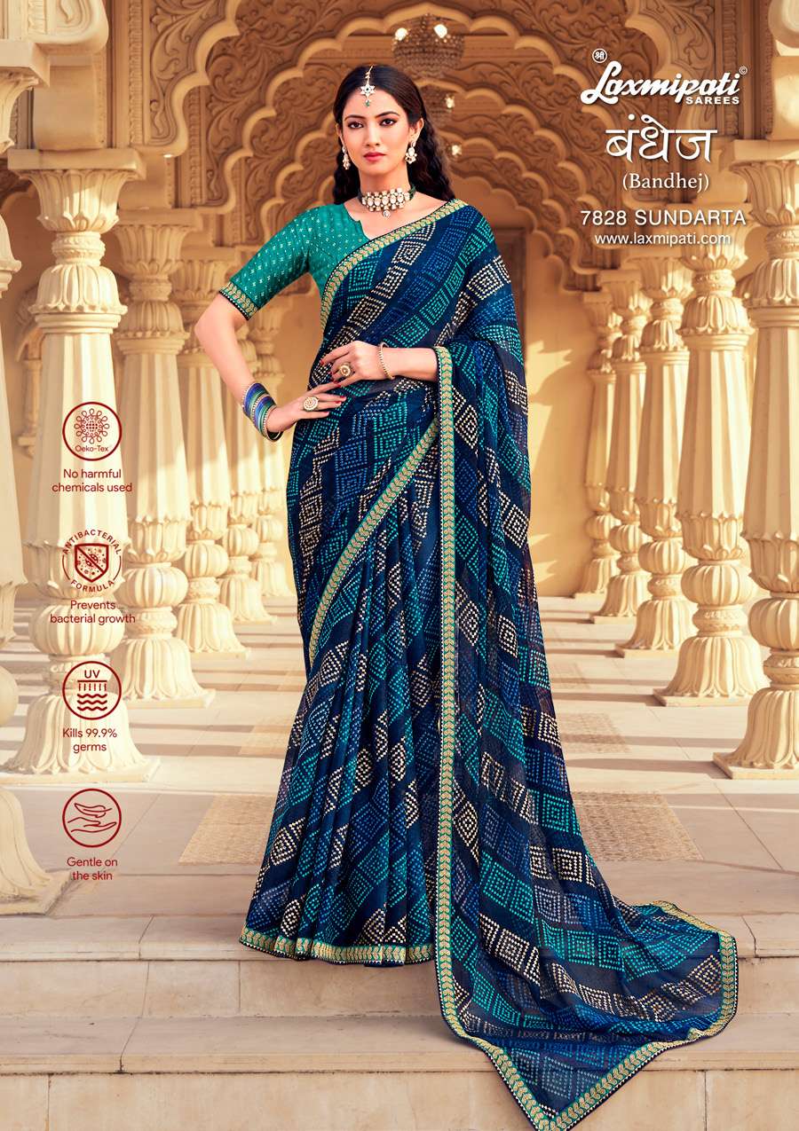 LAXMIPATI BANDHEJ SAREE COLLECTION LATEST LAXMIPATI SAREES DESIGNS