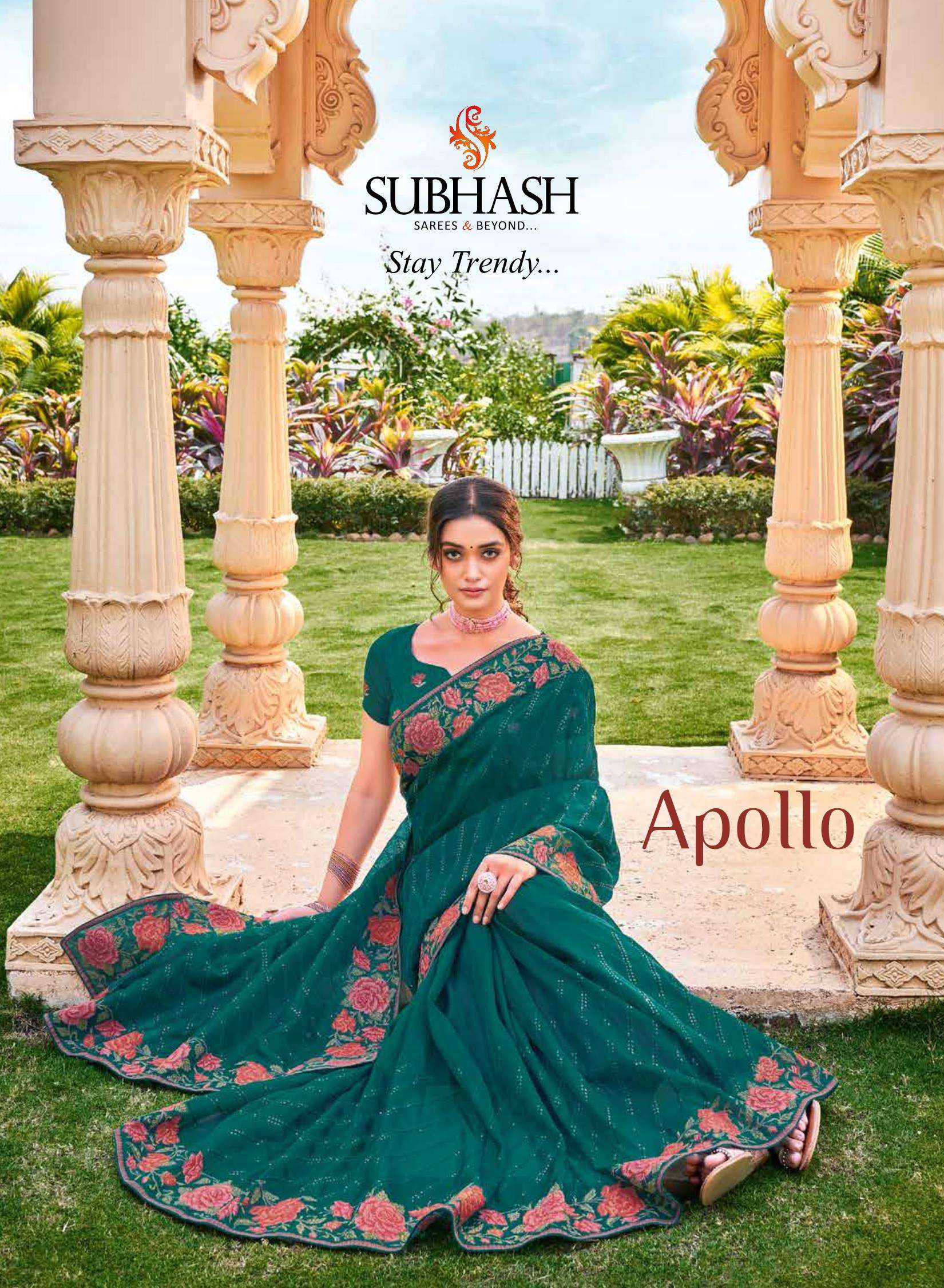 SUBHASH SAREE women's Bollywood Solid/Plain Chiffon Light Green Saree and  Unstitched Blouse (31571) - Subhash Sarees - 4093025