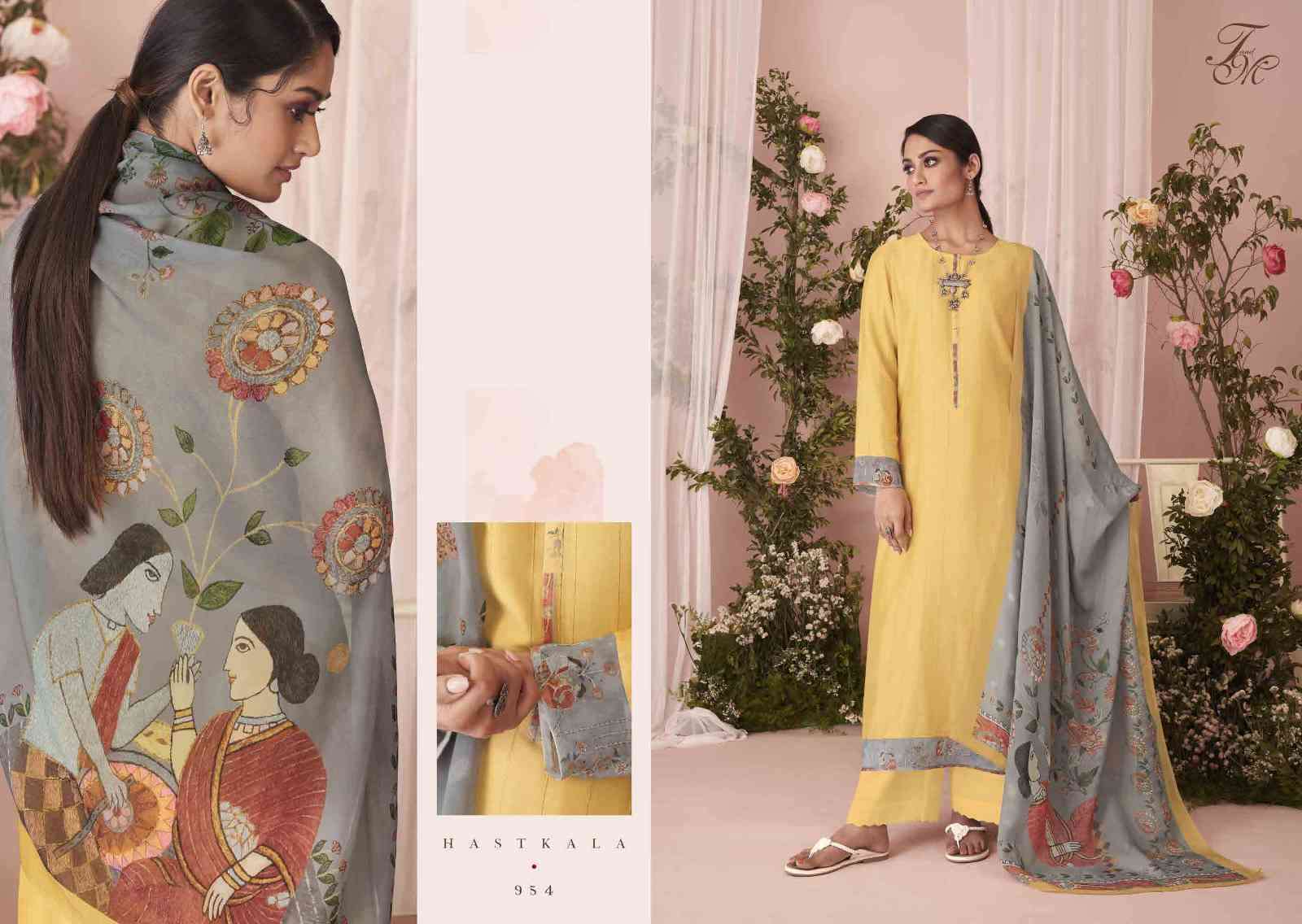 T M HASTKALA VISCOSE JARI LINING PRINTED SALWAR SUITS AT WHOLESALE