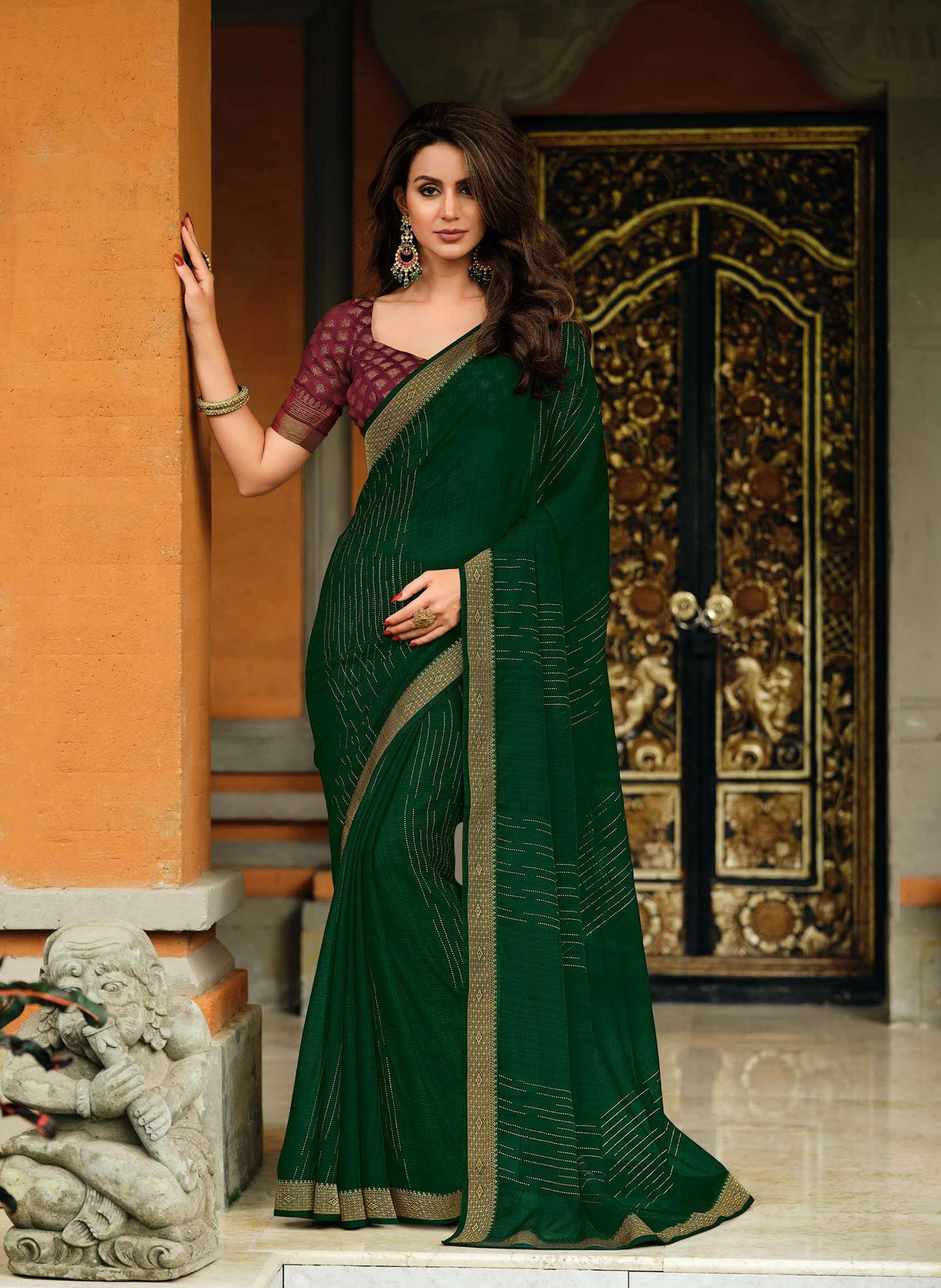 Buy Subhash Sarees Floral Print Bollywood Georgette Brown Sarees Online @  Best Price In India | Flipkart.com