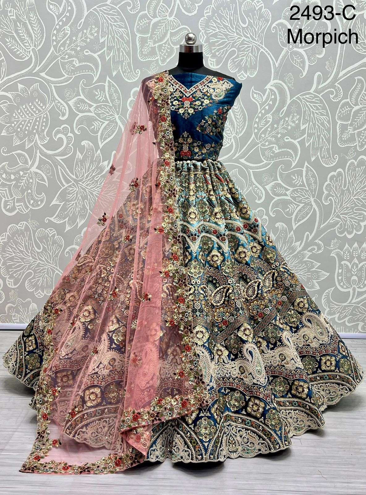 Buy Rani Pink Lehenga In Golden Zari Work Embroidery Inspired By Mughal  Architecture With Matching Net Dupatta In Embroidered Buttis