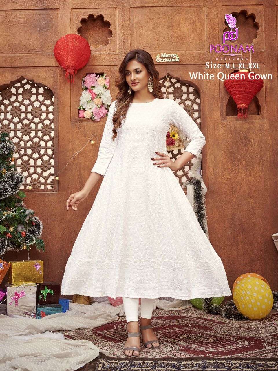 White Readymade Georgette Print Gown Style Frock For Girls Wear – Urban  Fashion