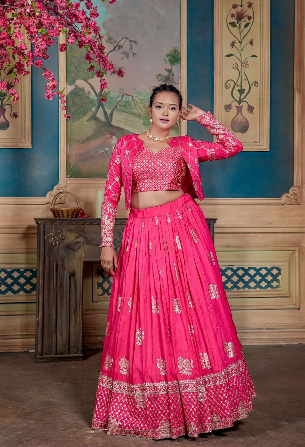 Attractive Red Color Indo Western Lehenga Style Dress – Amrutamfab