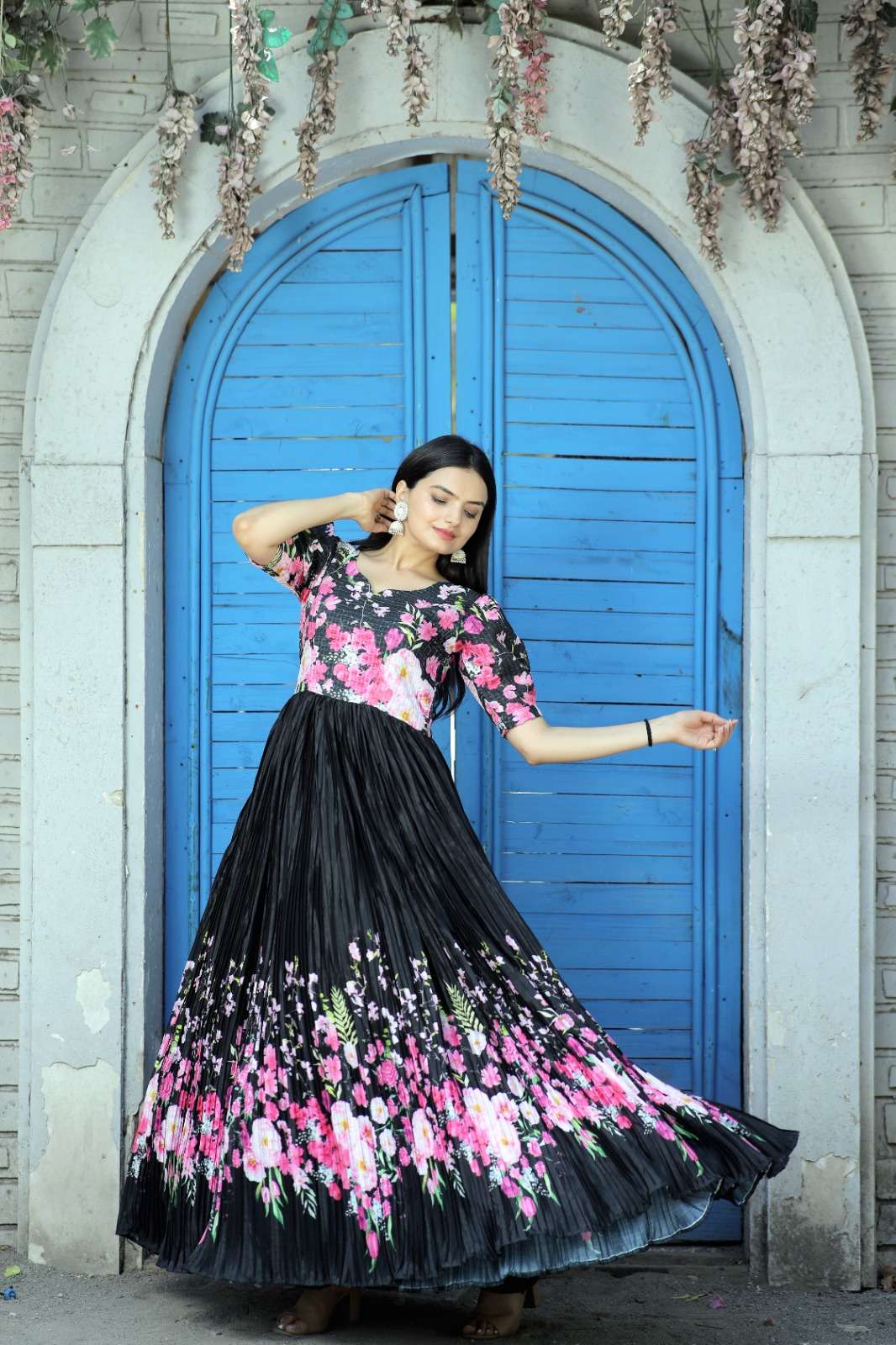 Buy Stylish Peach Net Frill Long Gown Design Dress For Girls Online In  India At Discounted Prices
