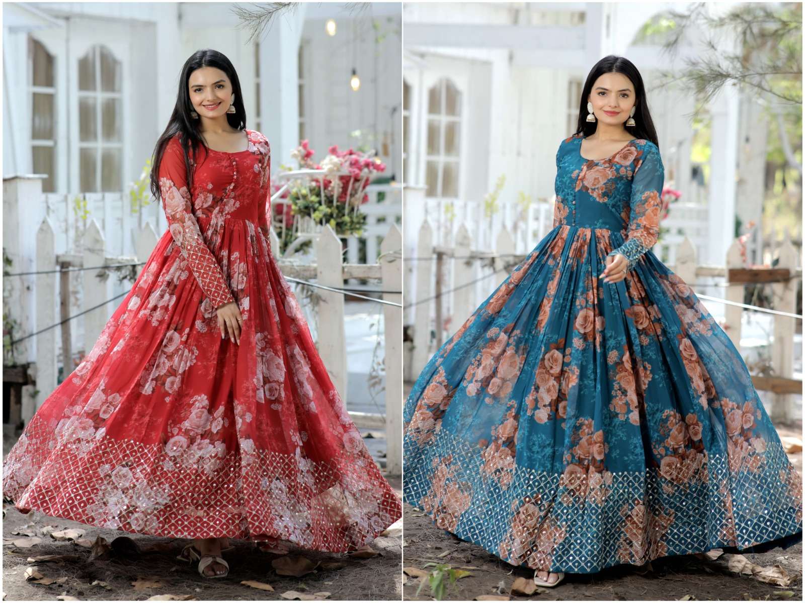 Find Beautiful Flower Print Cotton Silk Gown Style Kurti Set by ABiS  Enterprises near me | Moranhat, Sibsagar, Assam | Anar B2B Business App