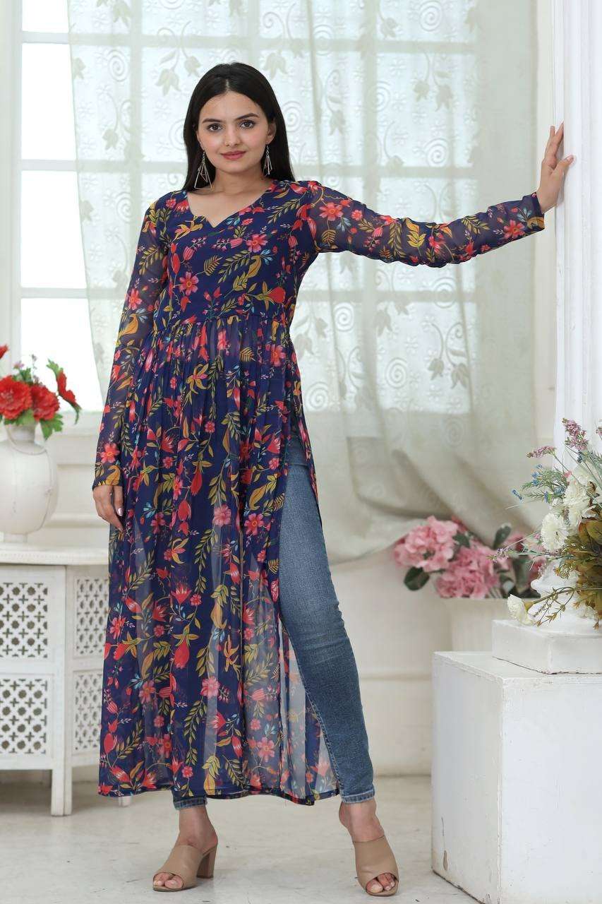 Beautiful cotton-silk Kurti with one side jacket layer. | Cotton kurti  designs, Kurta designs women, Kurti designs latest