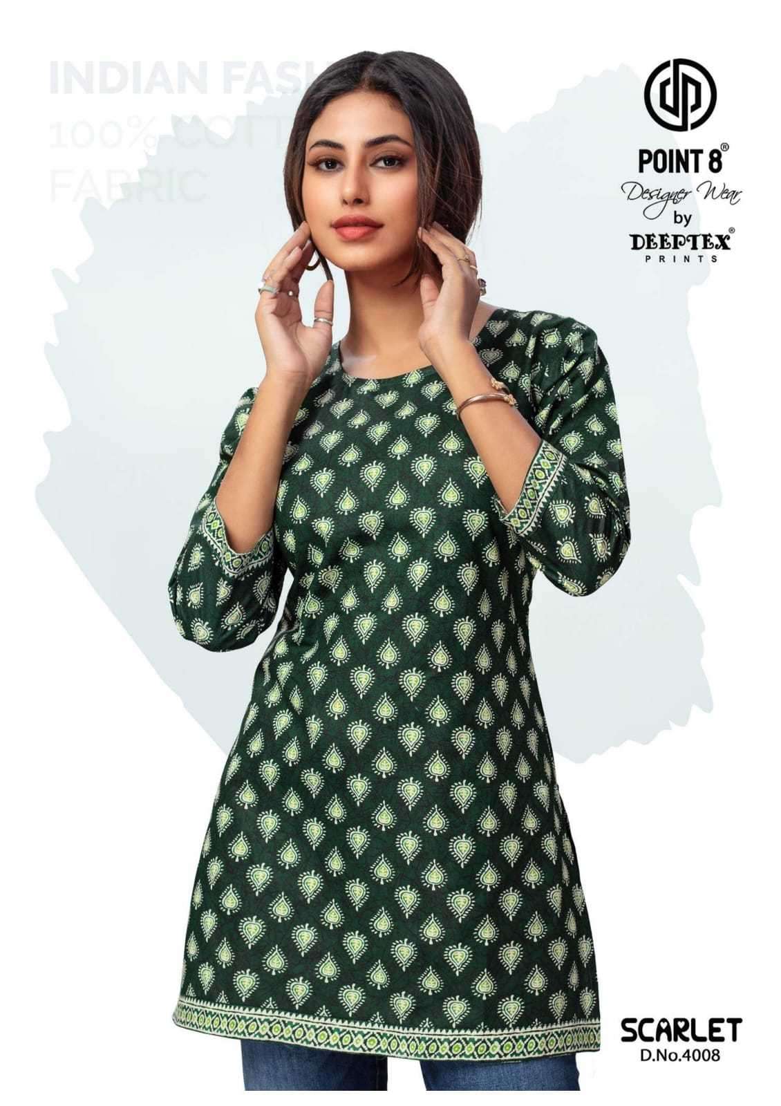 DEEPTEX POINT SCARLET VOL COTTON SHORT TOPS STYLE KURTI