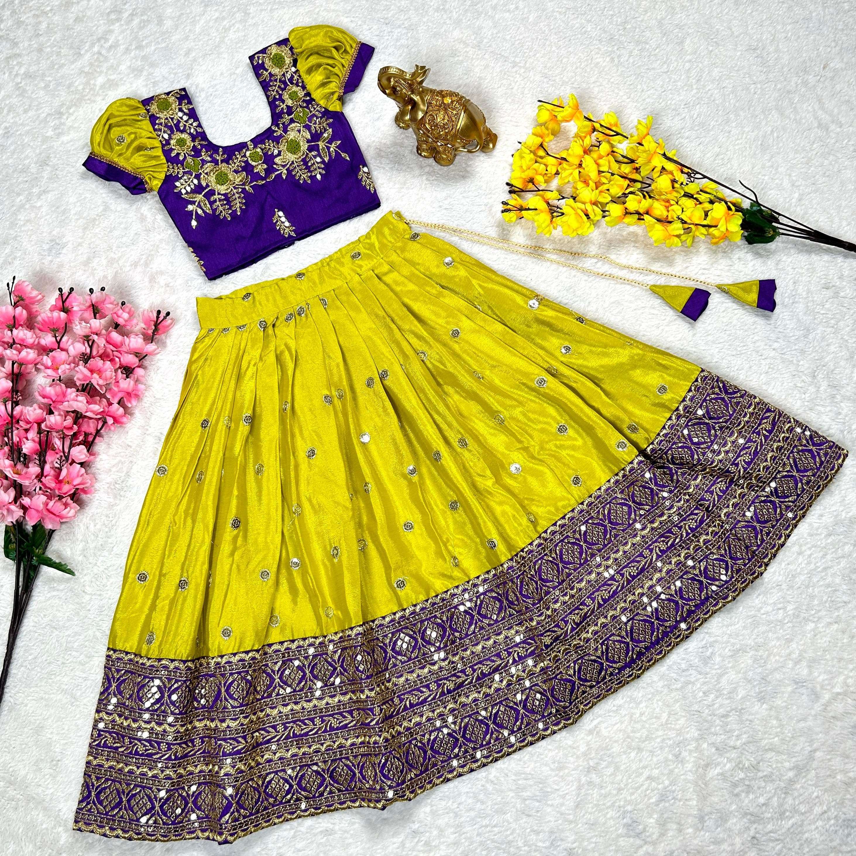 NAVRATRI SPECIAL MONO SILK DESIGNER READYMADE KIDS LEHENGA CHOLI
