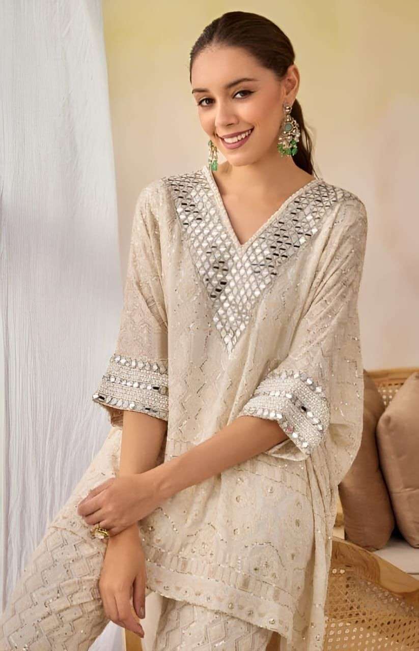 Kurti Designs Mirror Work Churidar Top Mirror Beads Work In