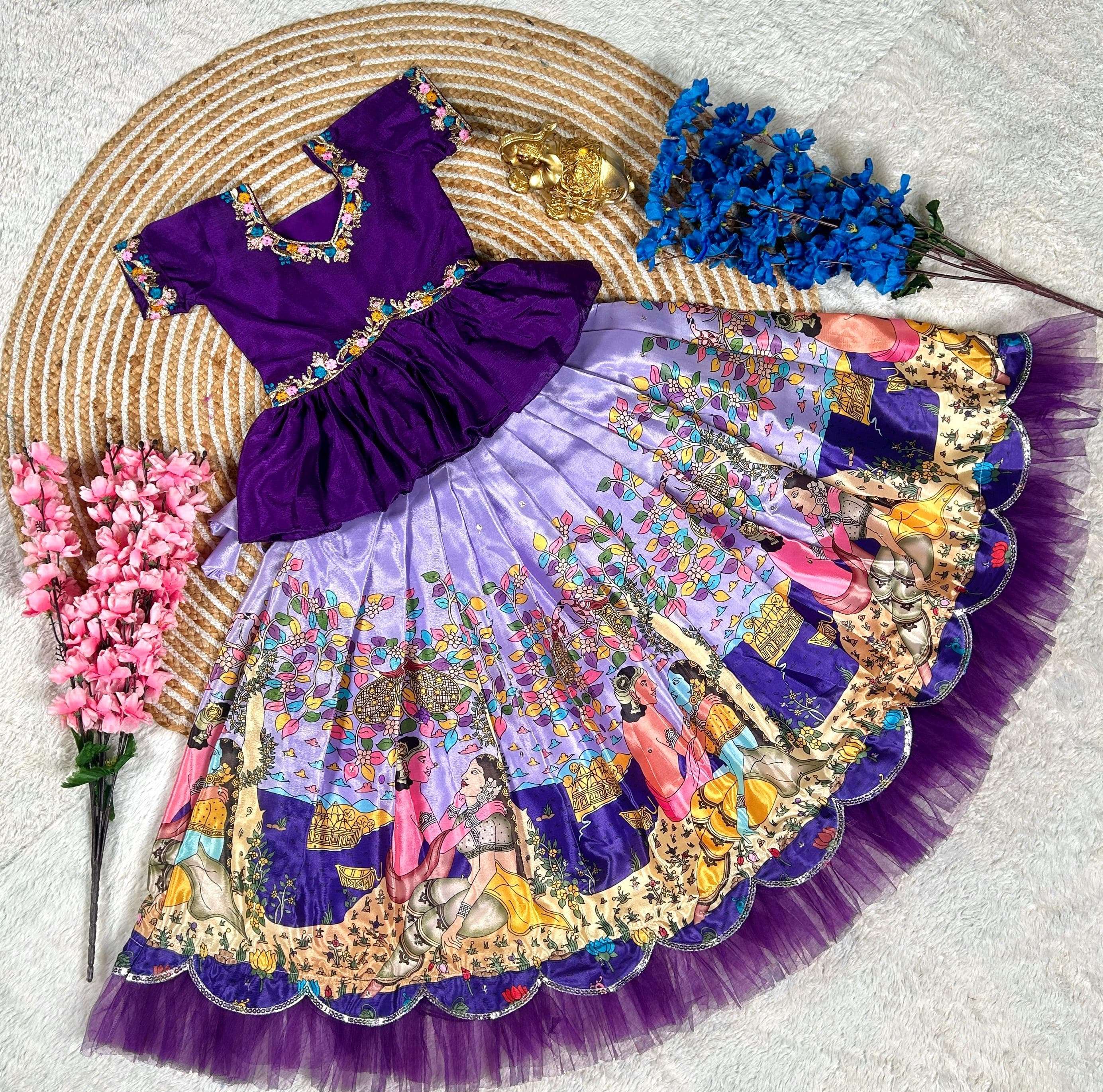 Kids Crop Skirt With Crop Top Designs KIDS SPECIAL KALAMKARI