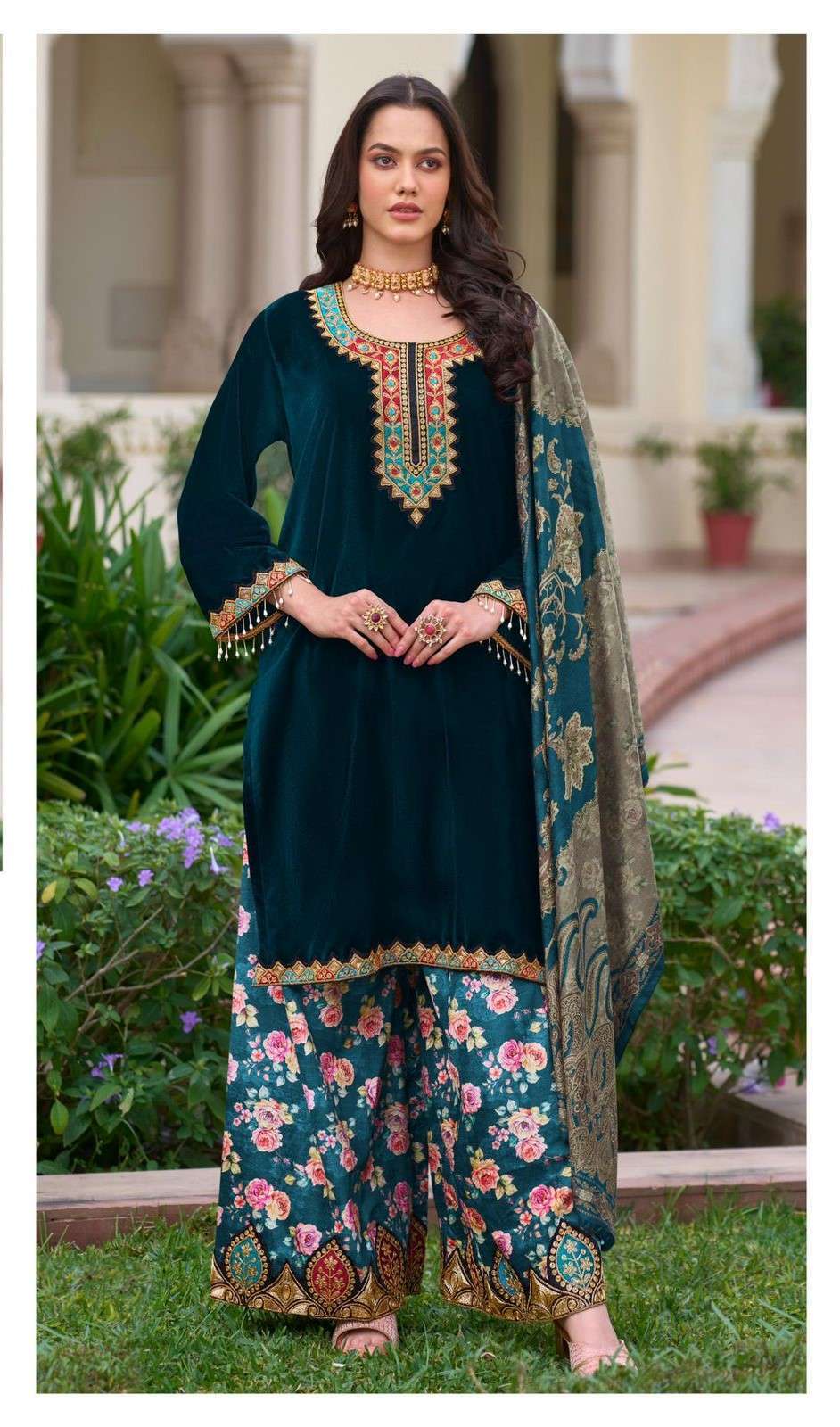 DEEPSY SUIT 661 COLOURS VELVET EMBRODERY LADIES SUIT READY MADE