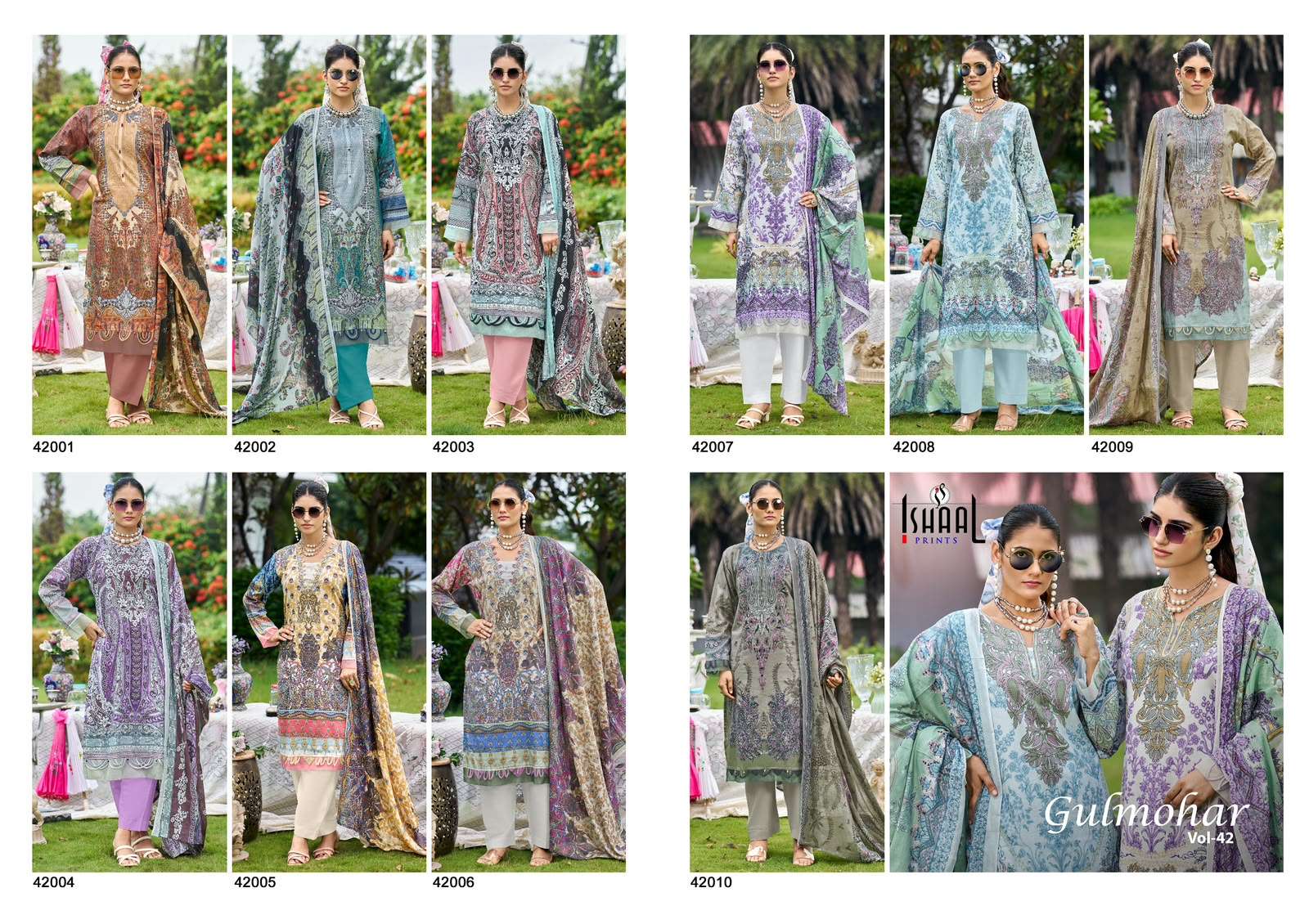 ISHAAL PRINTS GULMOHAR VOL 42 LAWN COTTON SALWAR SUIT WITH COTTON DUPATTA SET EXPORT ISHAAL PRINTS GULMOHAR VOL 42 LAWN COTTON SALWAR SUIT WITH COTTON DUPATTA SET EXPORT