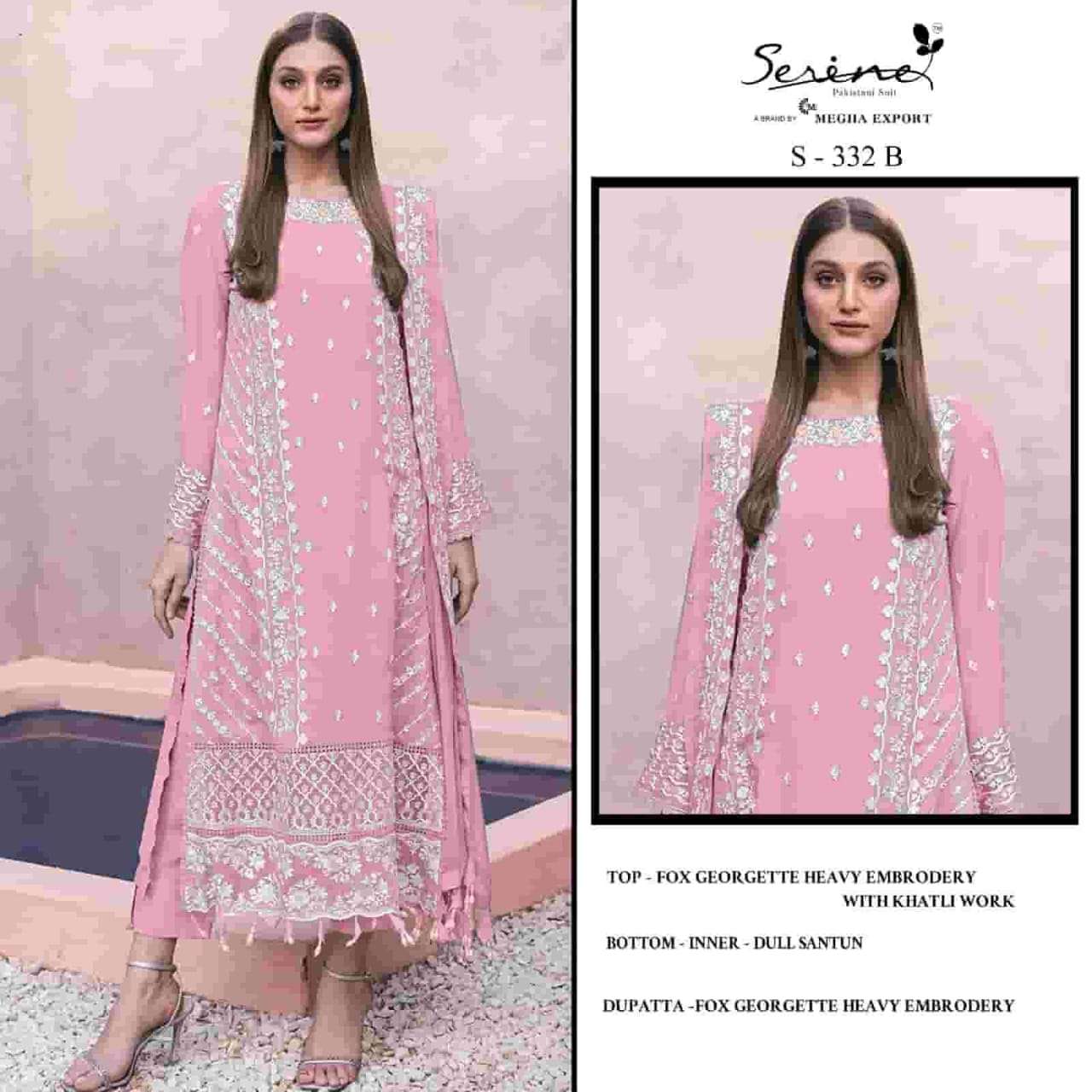 SERINE S 332 GEORGETTE HEAVY KHATLI WORK PAKISTANI SUIT FOR WOMEN FESTIVAL EXPORT SERINE S 332 GEORGETTE HEAVY KHATLI WORK PAKISTANI SUIT FOR WOMEN FESTIVAL EXPORT
