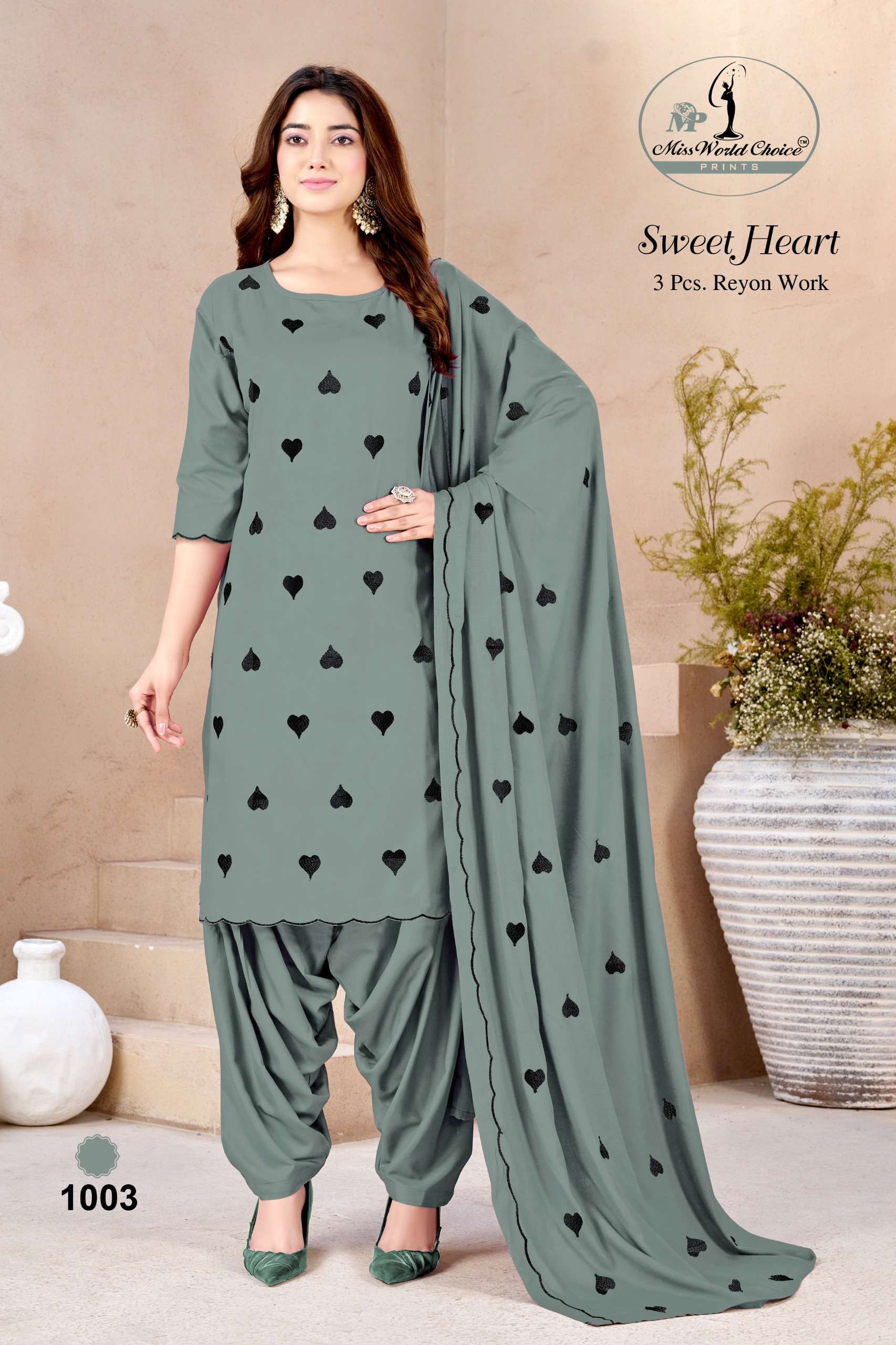 MISS WORLD SWEET HEART RAYON WITH HEAVY EMBROIDERY SALWAR SUIT NEW BRAND SUPPLIER MISS WORLD SWEET HEART RAYON WITH HEAVY EMBROIDERY SALWAR SUIT NEW BRAND SUPPLIER
