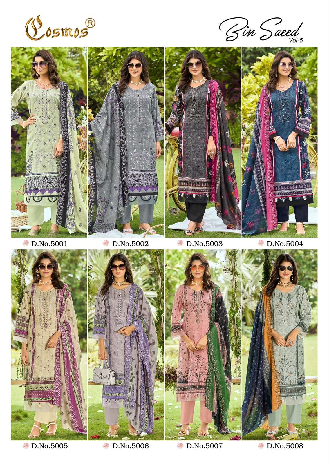 COSMOS BIN SAEED VOL 5 LAWN COTTON WITH HEAVY WORK SALWAR SUIT REGULAR WHOLESALER COSMOS BIN SAEED VOL 5 LAWN COTTON WITH HEAVY WORK SALWAR SUIT REGULAR WHOLESALER