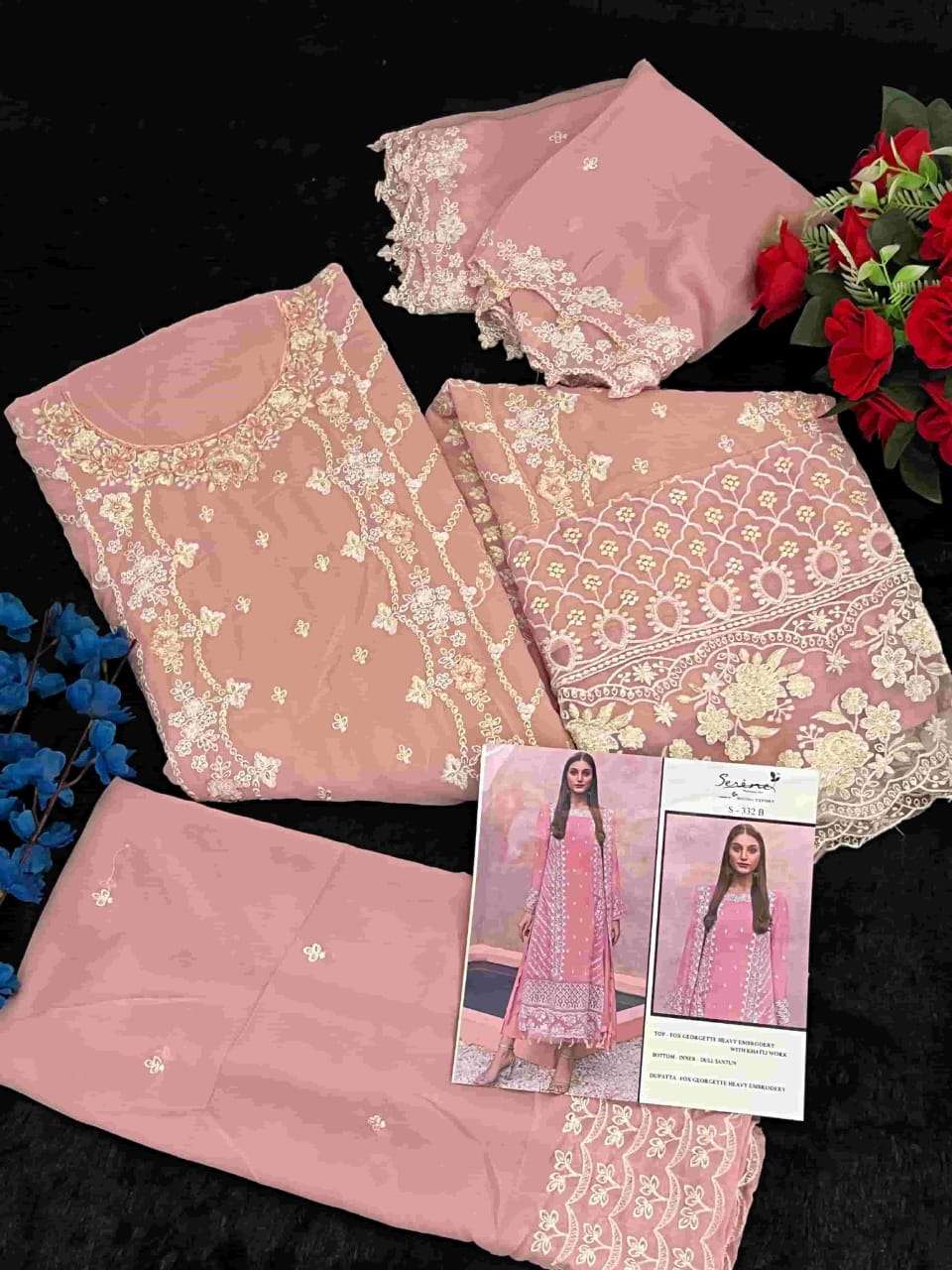 SERINE S 332 GEORGETTE HEAVY KHATLI WORK PAKISTANI SUIT FOR WOMEN FESTIVAL EXPORT SERINE S 332 GEORGETTE HEAVY KHATLI WORK PAKISTANI SUIT FOR WOMEN FESTIVAL EXPORT