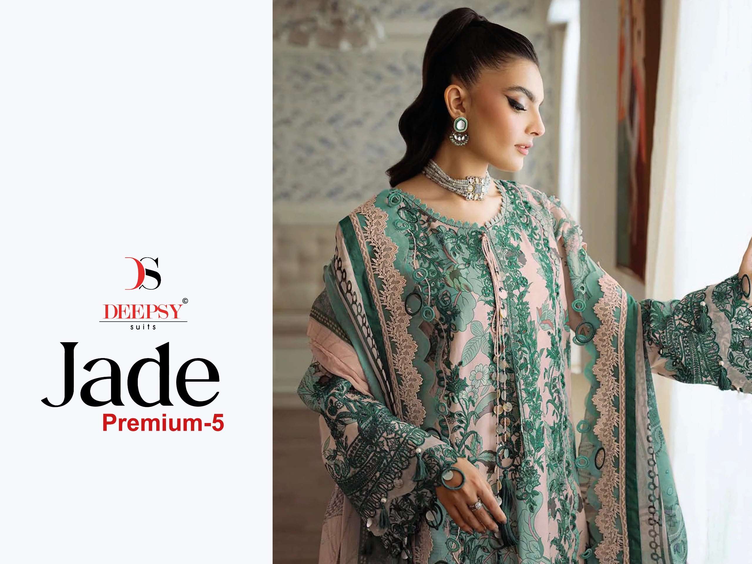 DEEPSY SUITS JADE PREMIUM VOL 5 PAKISTANI LAWN BIG PANNA AND WORK SUIT BRAND ETHNIC IN SURAT